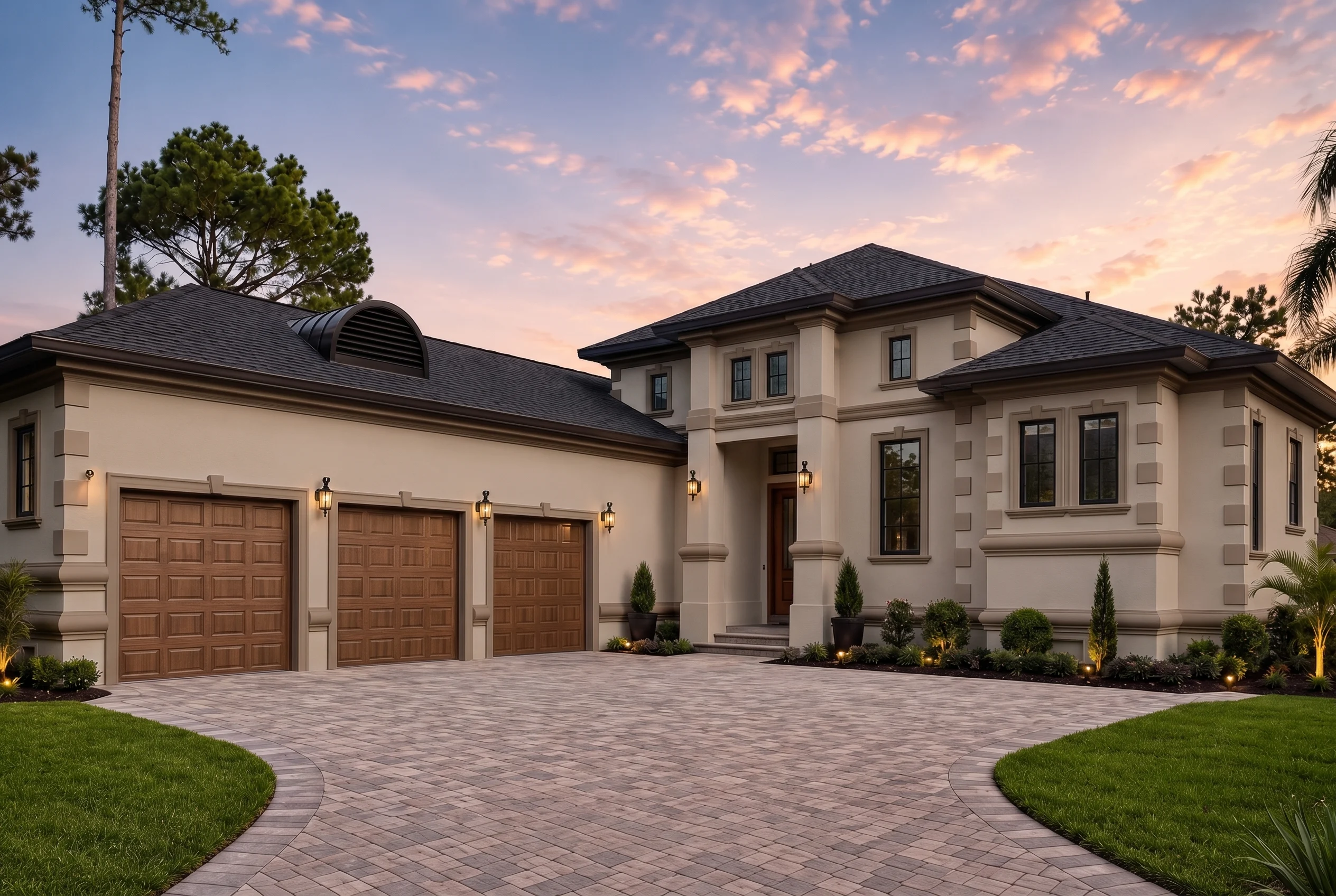 22-1645 HOUSE PLAN – Mediterranean Home Plan – 4-Bed, 3-Bath, 3,061 SF - Warm Natural, AI-generated exterior concept