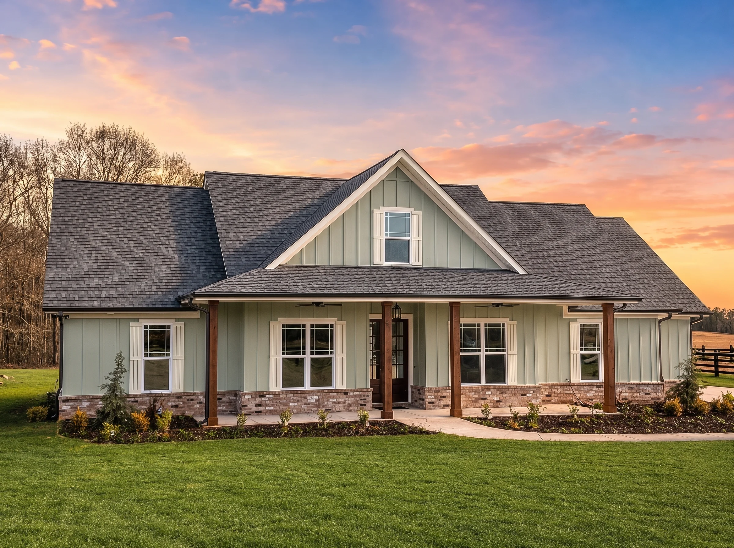 22-1031 HOUSE PLAN – Modern Farmhouse Home Plan – 3-Bed, 2.5-Bath, 1,993 SF - Modern Brick, AI-generated exterior concept