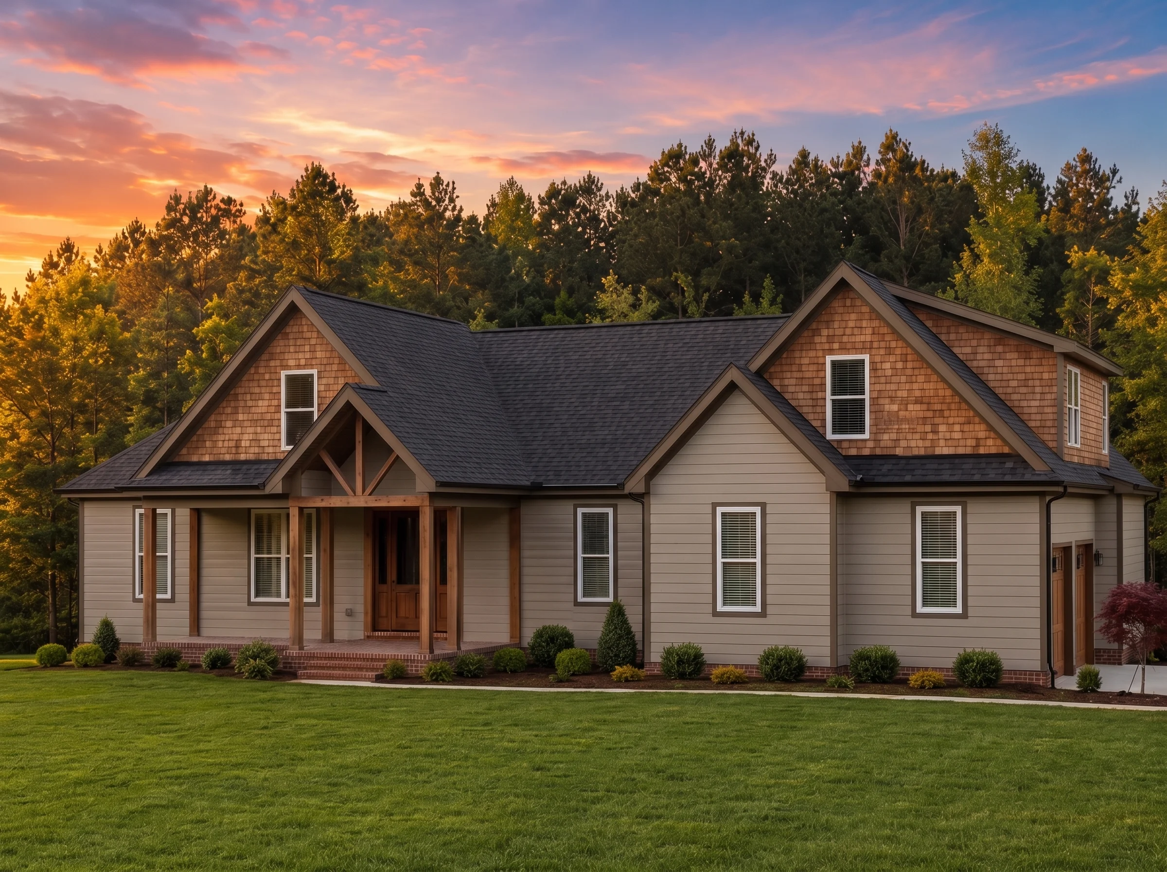 22-1255 HOUSE PLAN – Modern Farmhouse Home Plan – 3-Bed, 2.5-Bath,  2,665 SF - Warm Natural, AI-generated exterior concept