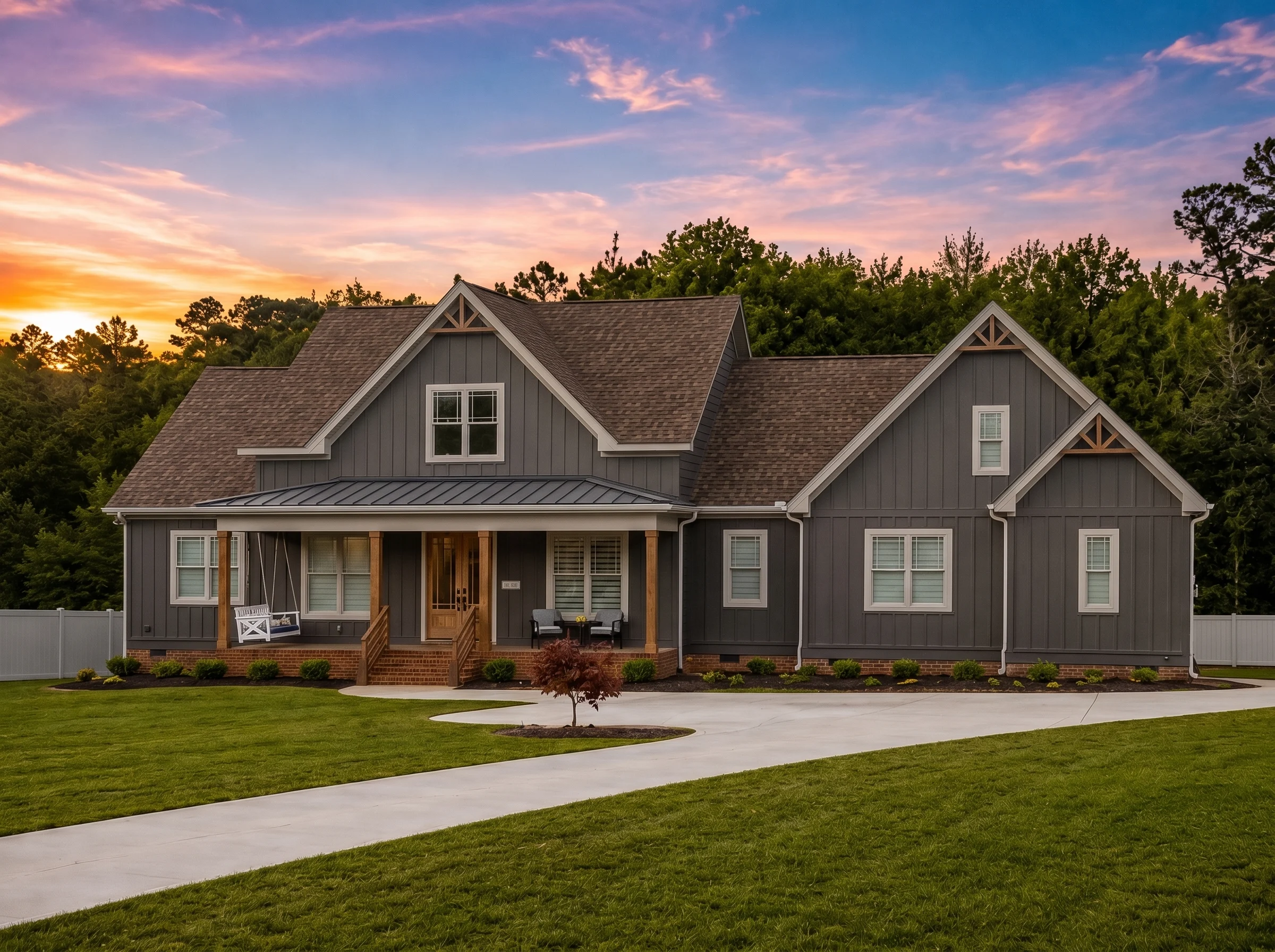 22-1061 HOUSE PLAN – Modern Farmhouse Home Plan – 3-Bed, 2-Bath, 2,951 SF - Modern Dark, AI-generated exterior concept
