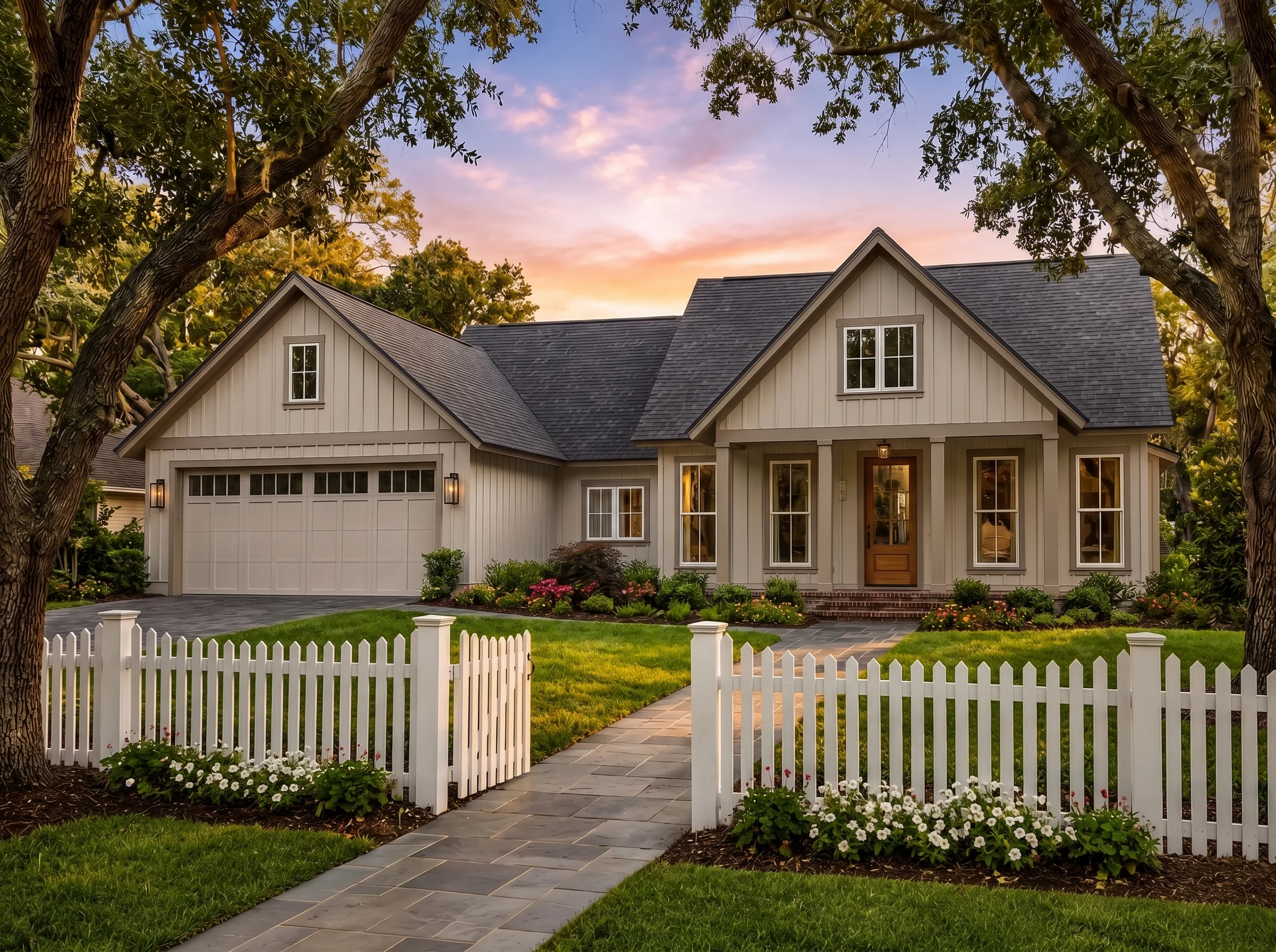 22-1350 HOUSE PLAN – Modern Farmhouse Home Plan – 3-Bed, 2-Bath, 1,706 SF - Warm Natural, AI-generated exterior concept