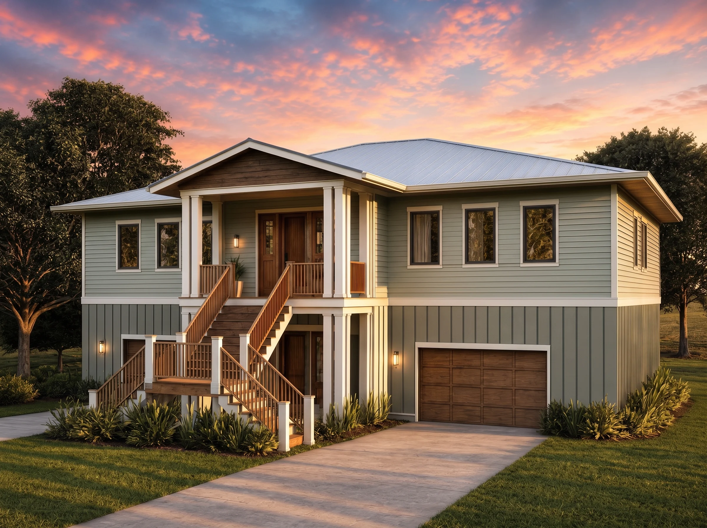 23-1829 HOUSE PLAN – Coastal Home Plan – 4-Bed, 3.5-Bath, 4,000 SF - Modern Brick, AI-generated exterior concept