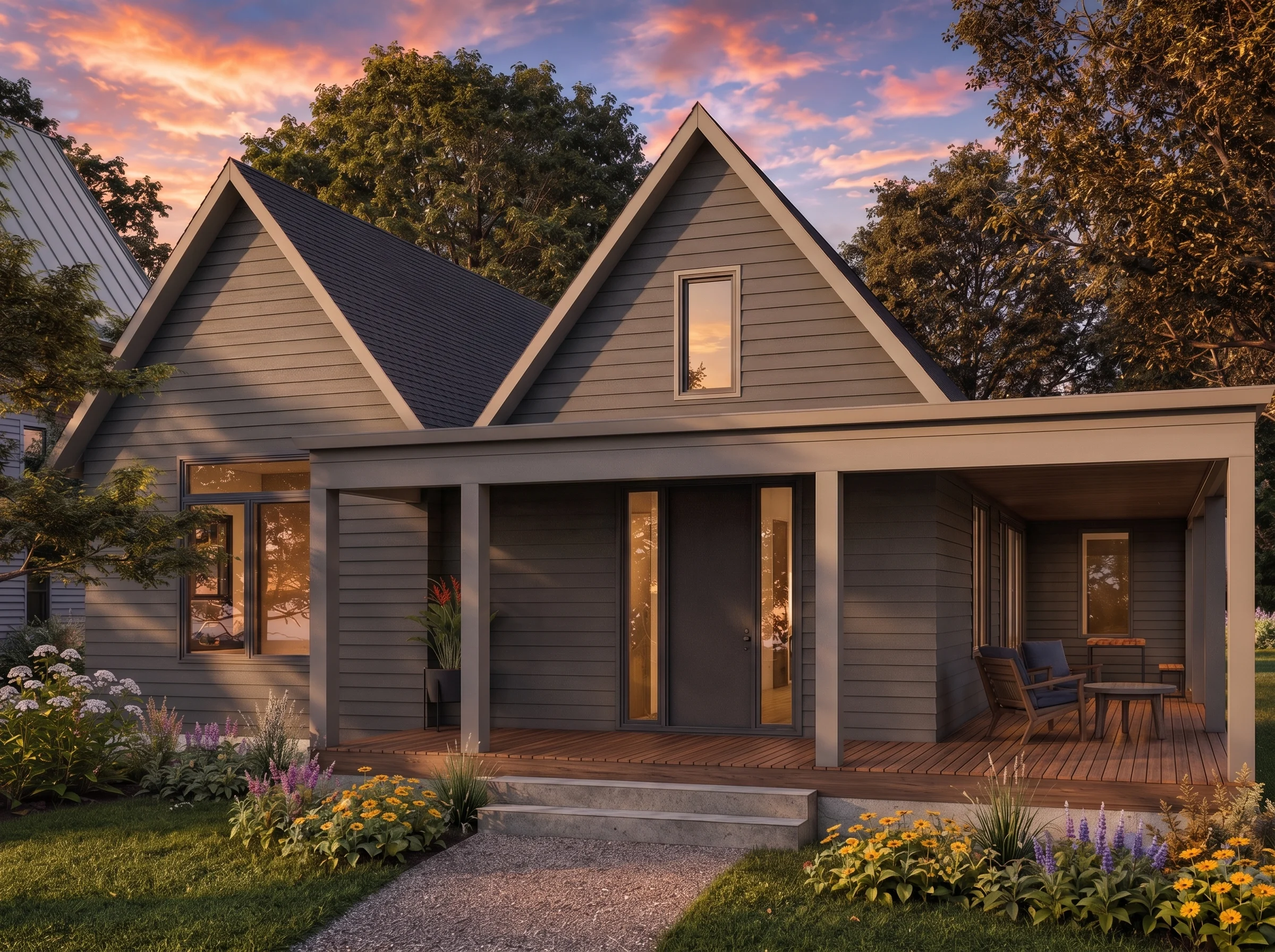 22-1615 HOUSE PLAN – Modern Cottage Home Plan – 3-Bed, 2-Bath, 1,953 SF - Modern Dark, AI-generated exterior concept