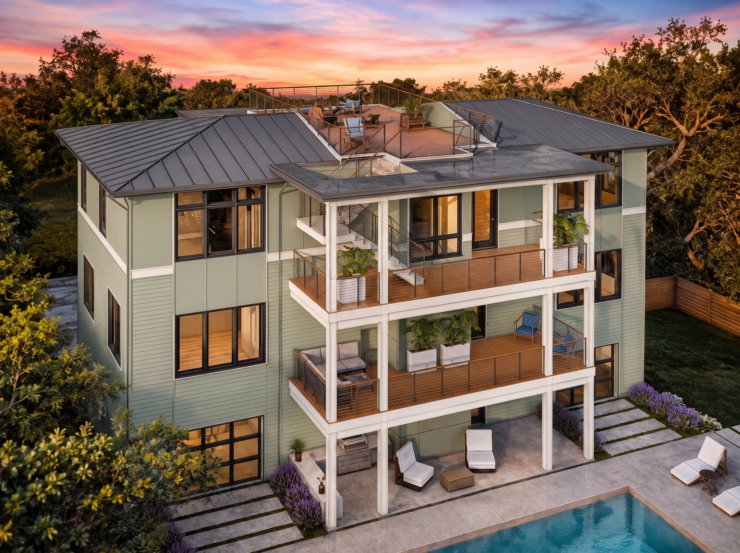 23-1166 HOUSE PLAN – Coastal Home Plan – 4-Bed, 4-Bath, 3,436 SF - Modern Brick, AI-generated exterior concept
