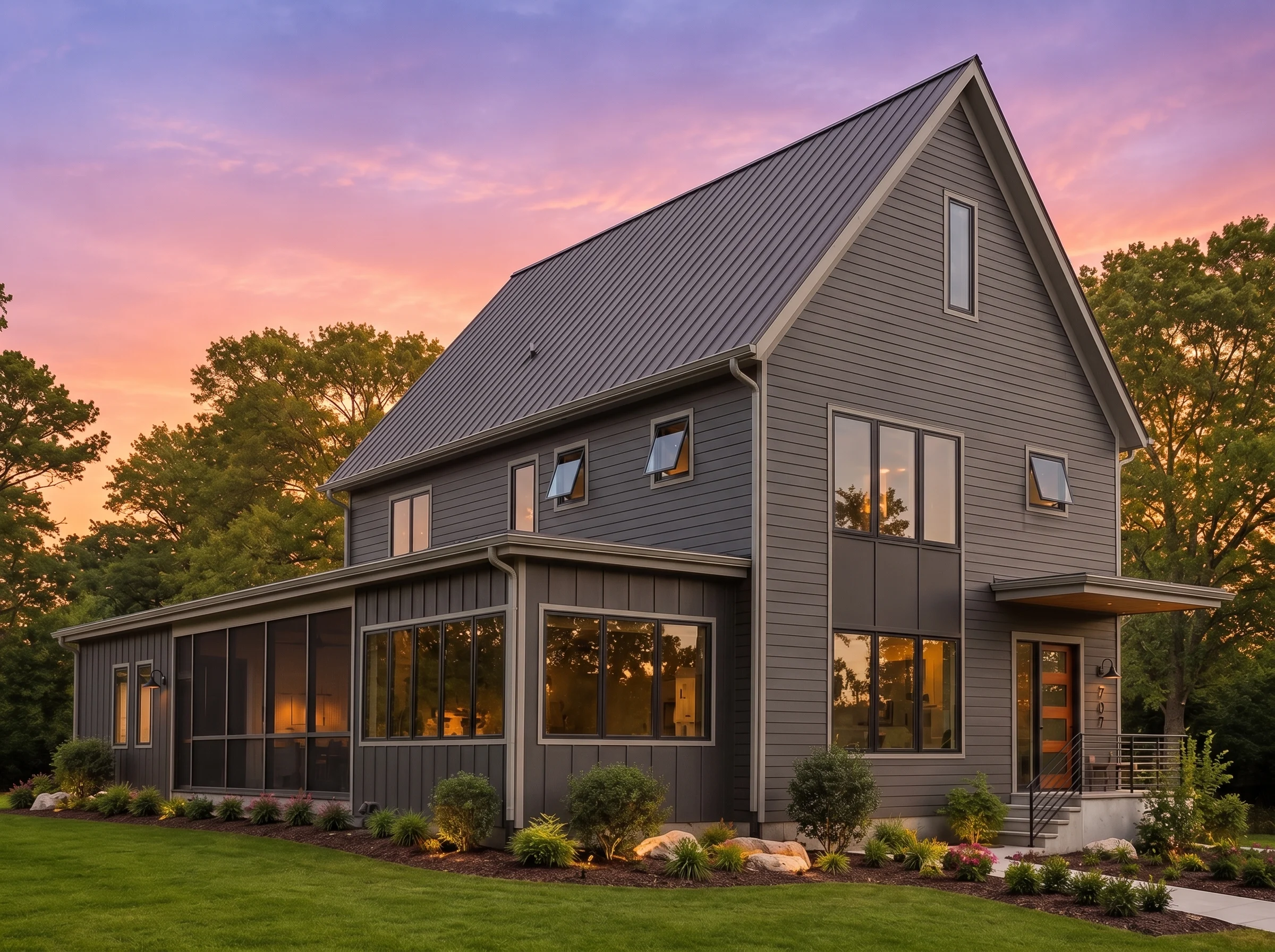22-1986 HOUSE PLAN – Modern Farmhouse Home Plan – 4-Bed, 3.5-Bath, 3,214 SF - Modern Dark, AI-generated exterior concept