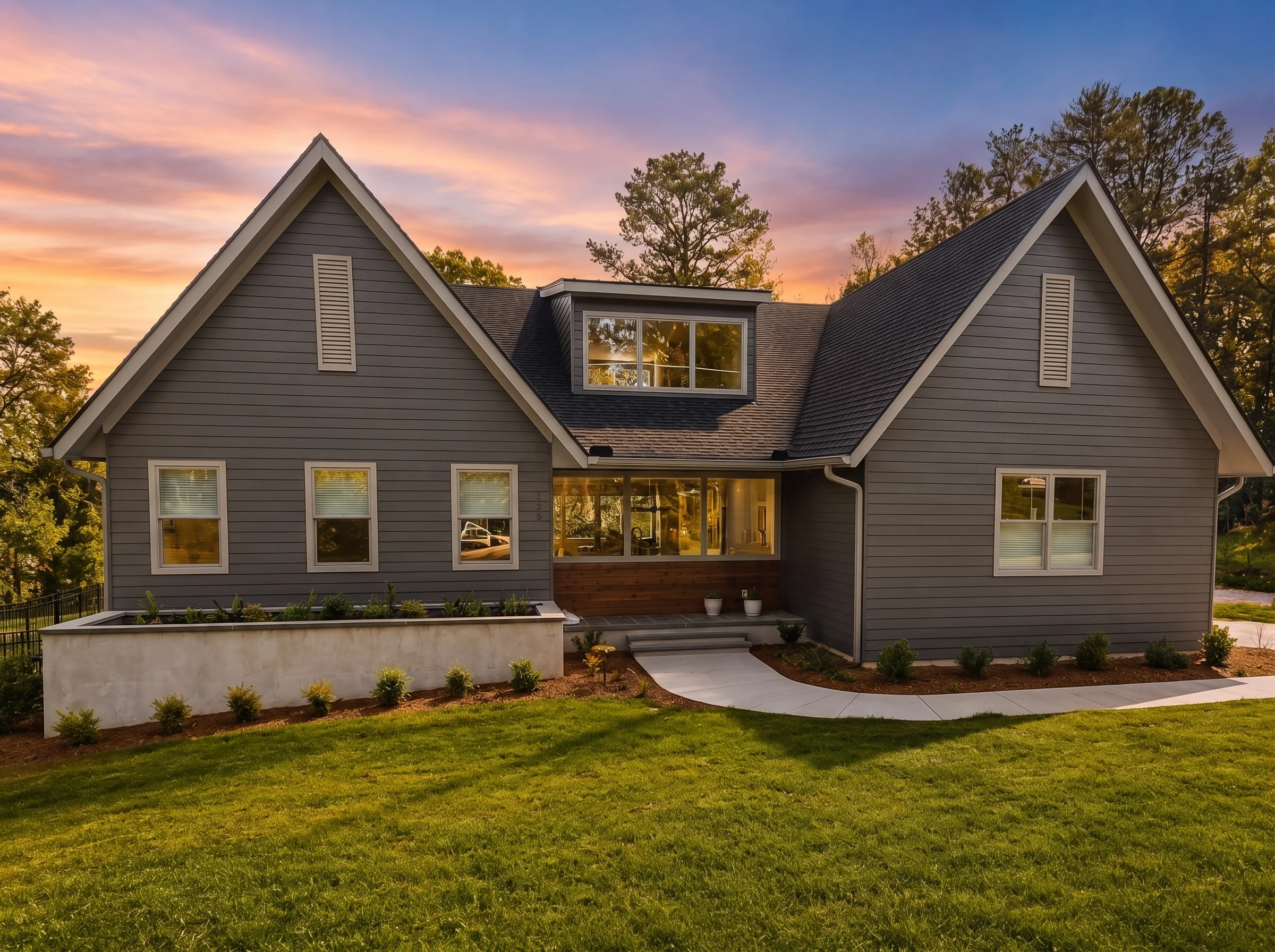 22-1766 HOUSE PLAN – Modern Farmhouse Home Plan – 3-Bed, 2-Bath, 2,168 SF - Modern Dark, AI-generated exterior concept