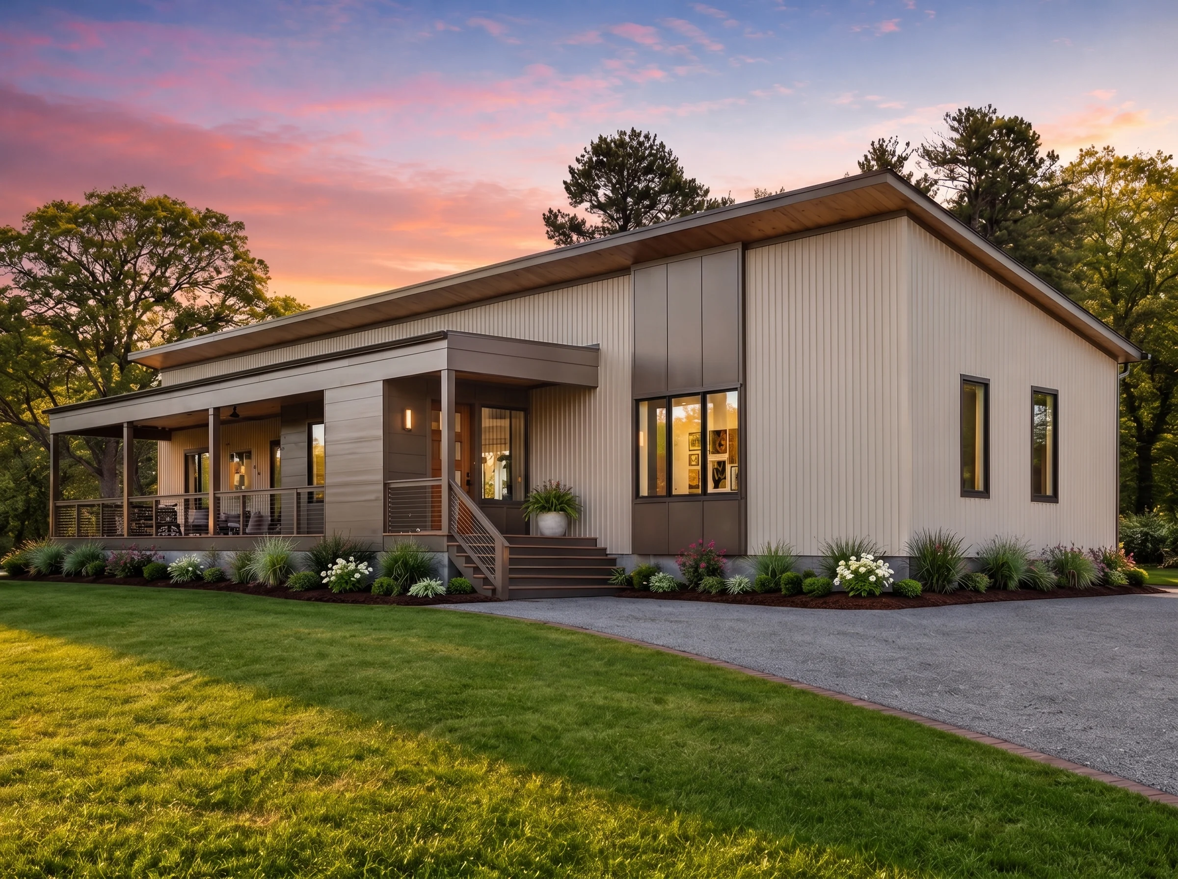 22-1616 HOUSE PLAN – Contemporary Home Plan – 4-Bed, 4-Bath, 2,112 SF - Warm Natural, AI-generated exterior concept
