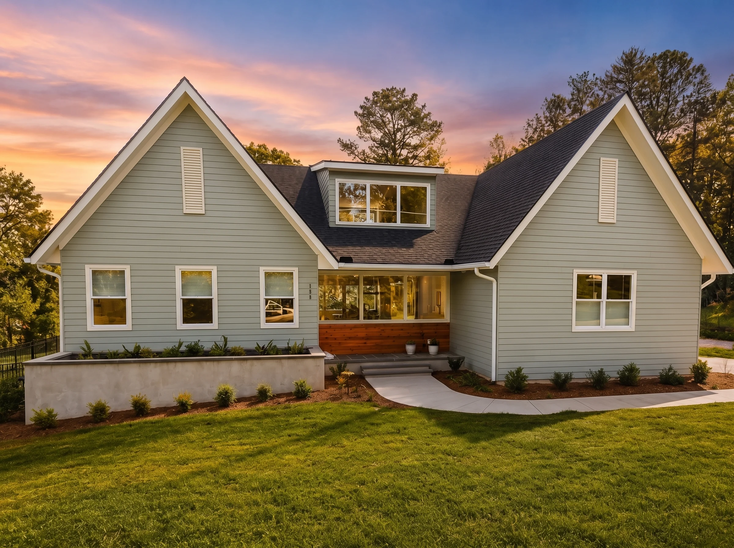 22-1766 HOUSE PLAN – Modern Farmhouse Home Plan – 3-Bed, 2-Bath, 2,168 SF - Modern Brick, AI-generated exterior concept