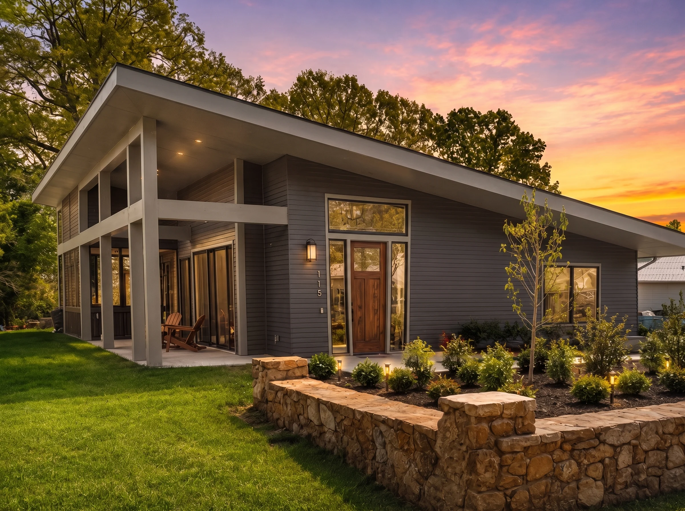 22-1985 HOUSE PLAN – Contemporary Home Plan – 3-Bed, 2-Bath, 1,862 SF - Modern Dark, AI-generated exterior concept