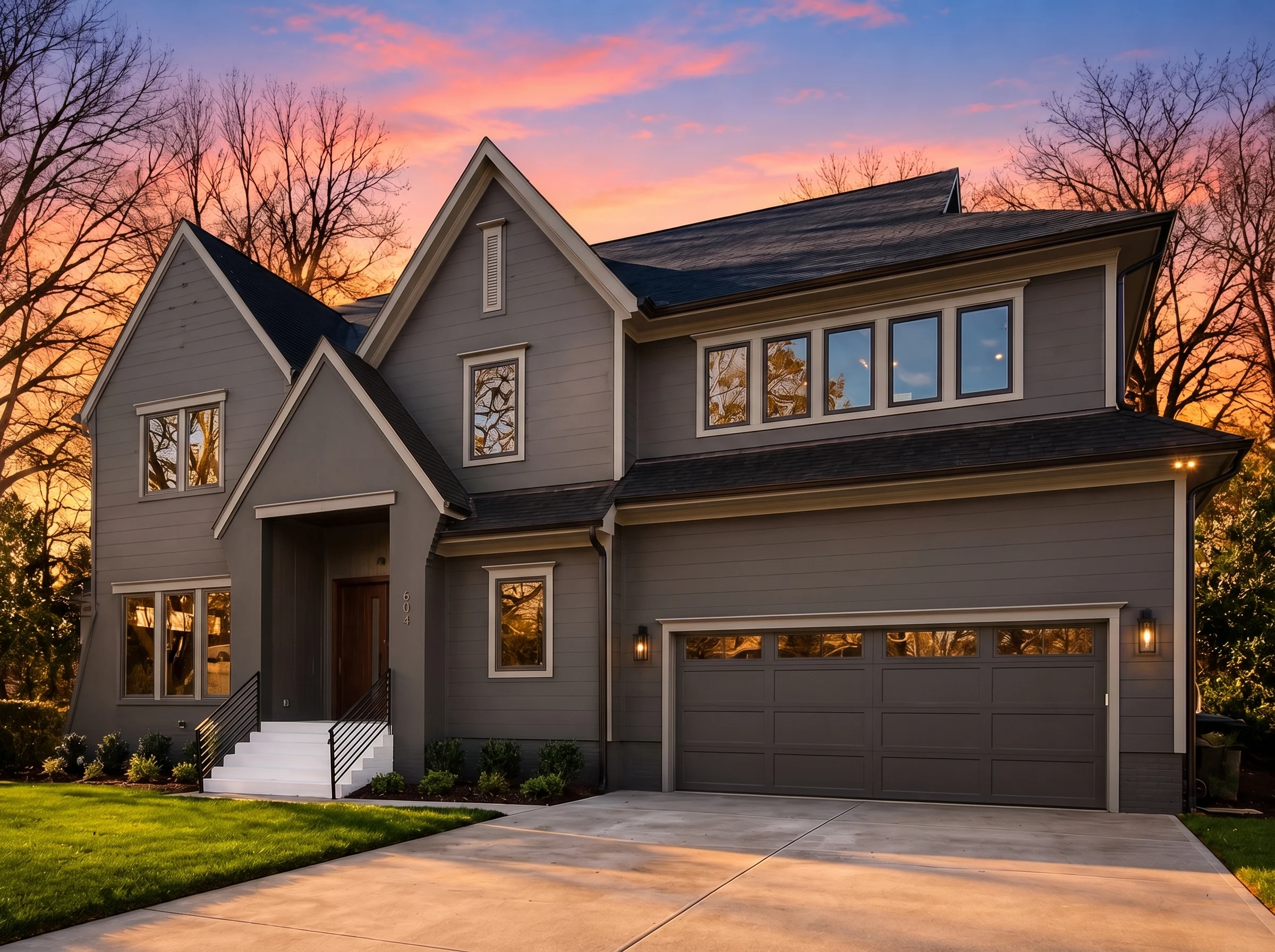 22-1195 HOUSE PLAN – Contemporary Home Plan – 4-Bed, 4.5-Bath, 5,004 SF - Modern Dark, AI-generated exterior concept