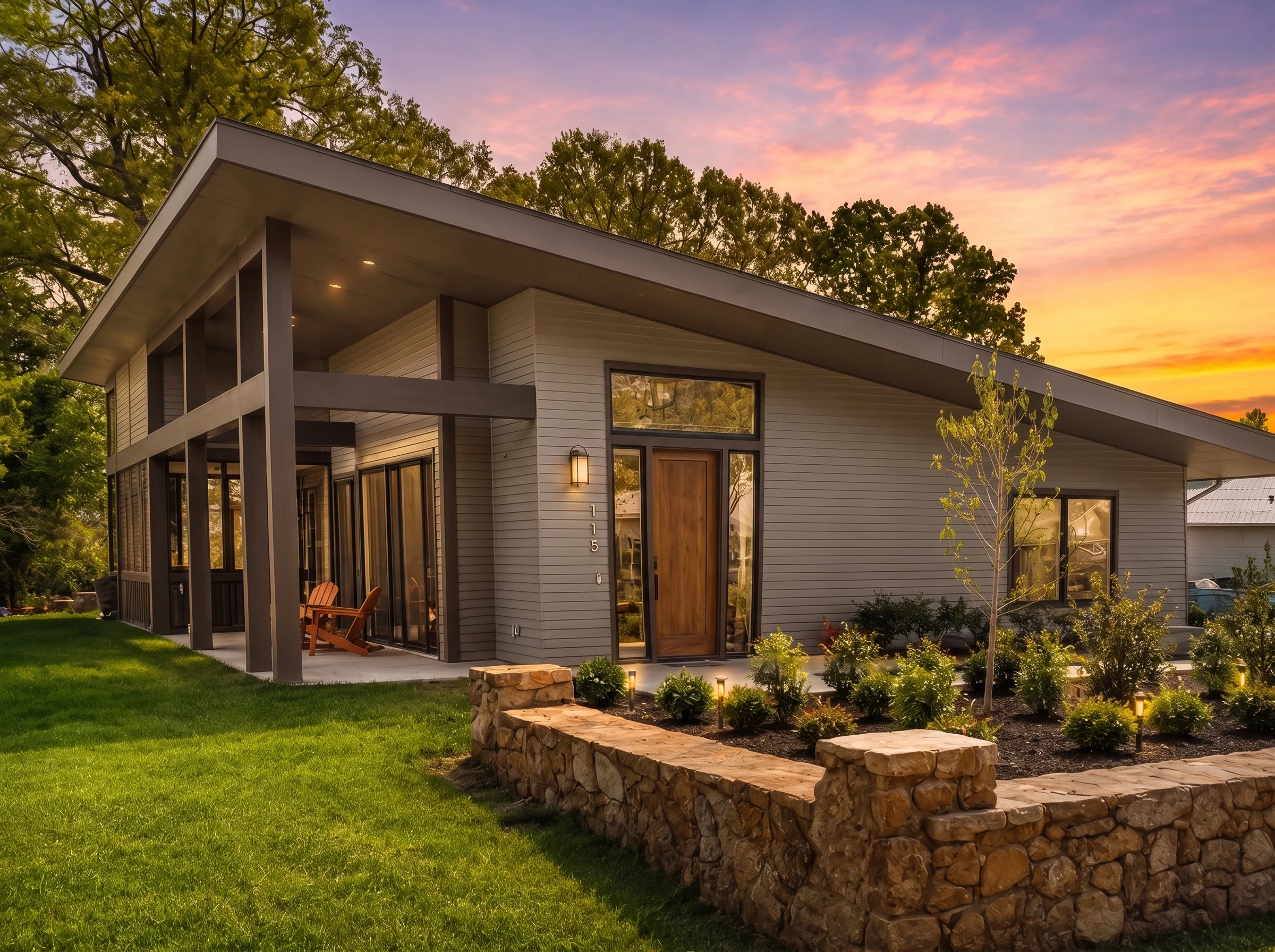 22-1985 HOUSE PLAN – Contemporary Home Plan – 3-Bed, 2-Bath, 1,862 SF - Warm Natural, AI-generated exterior concept