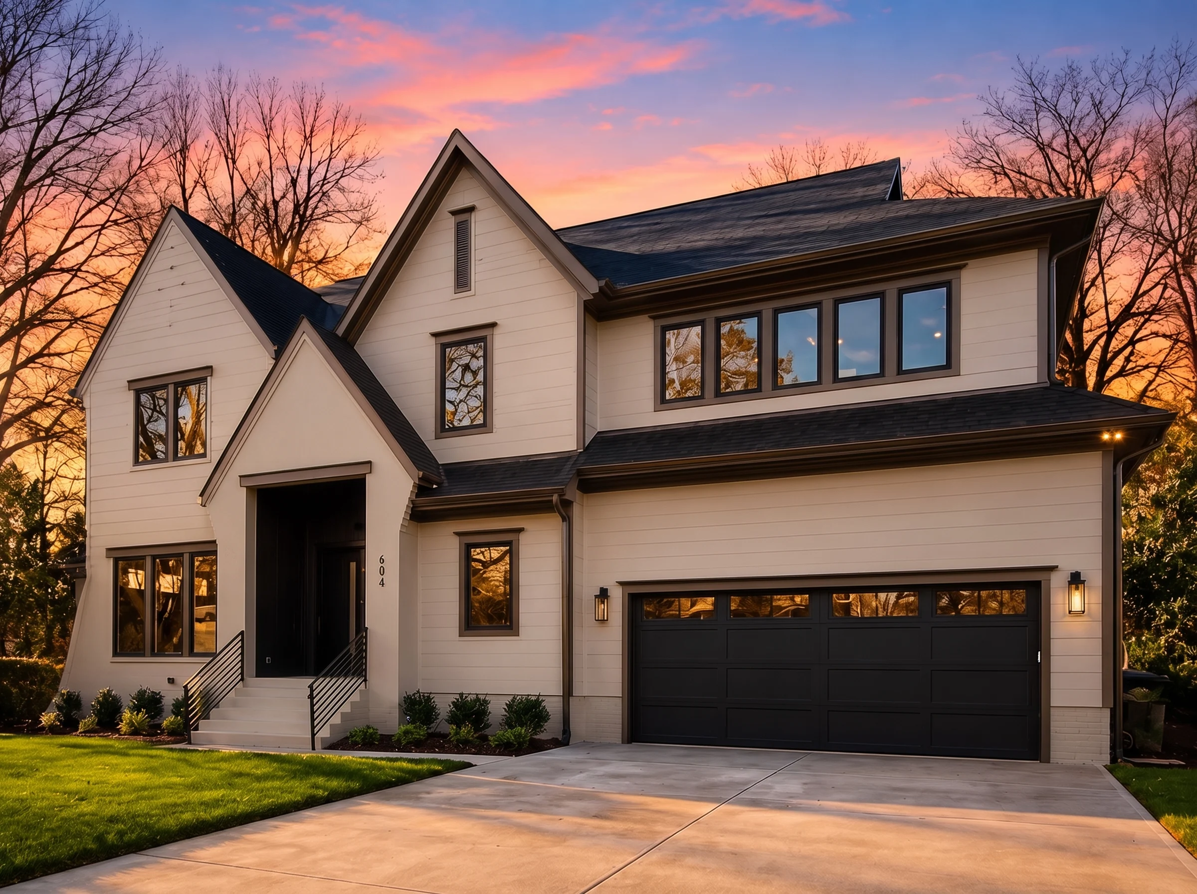 22-1195 HOUSE PLAN – Contemporary Home Plan – 4-Bed, 4.5-Bath, 5,004 SF - Warm Natural, AI-generated exterior concept
