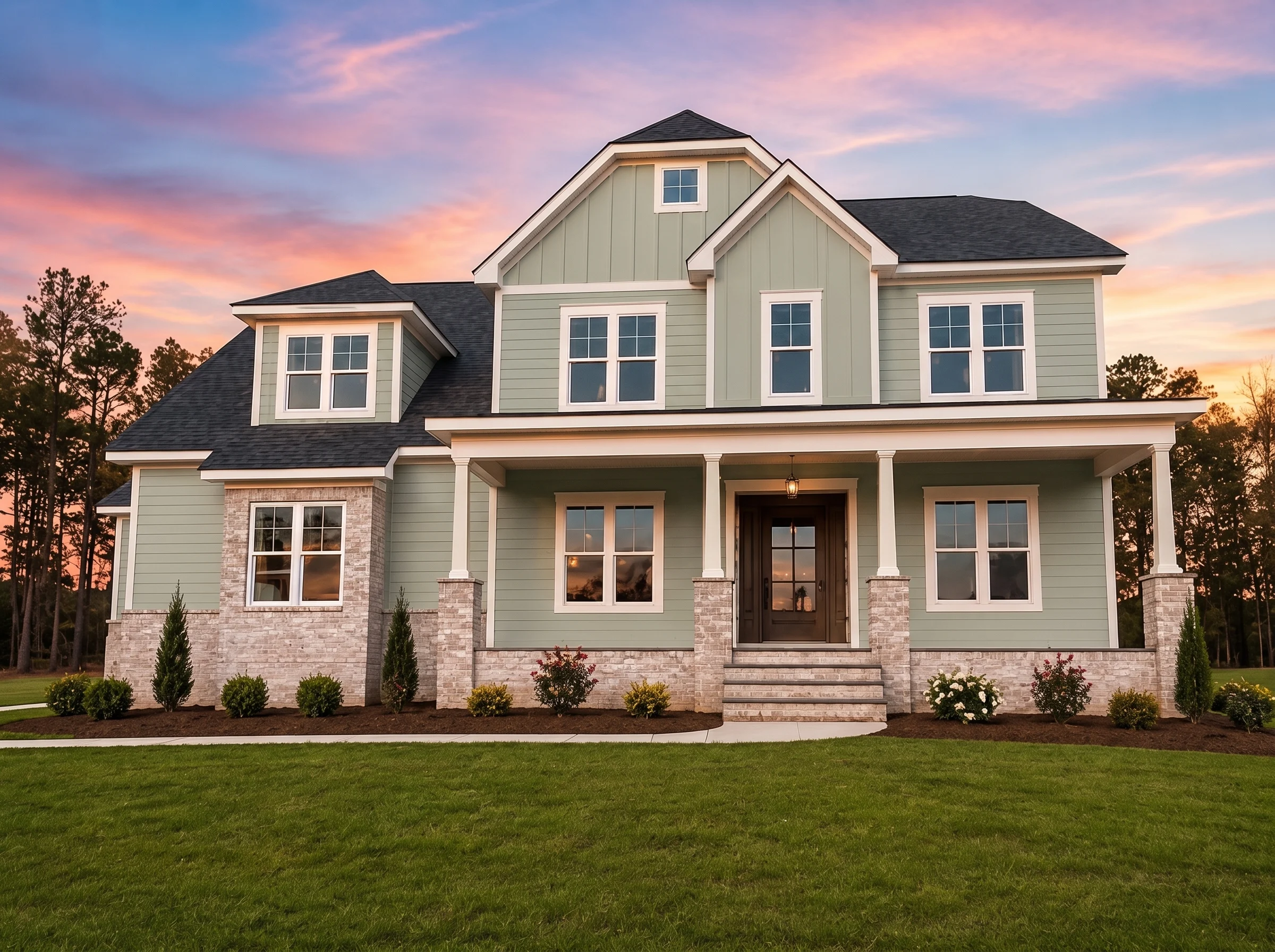 22-1480 HOUSE PLAN – Modern Farmhouse Home Plan – 4-Bed, 4-Bath, 3,668 SF - Modern Brick, AI-generated exterior concept
