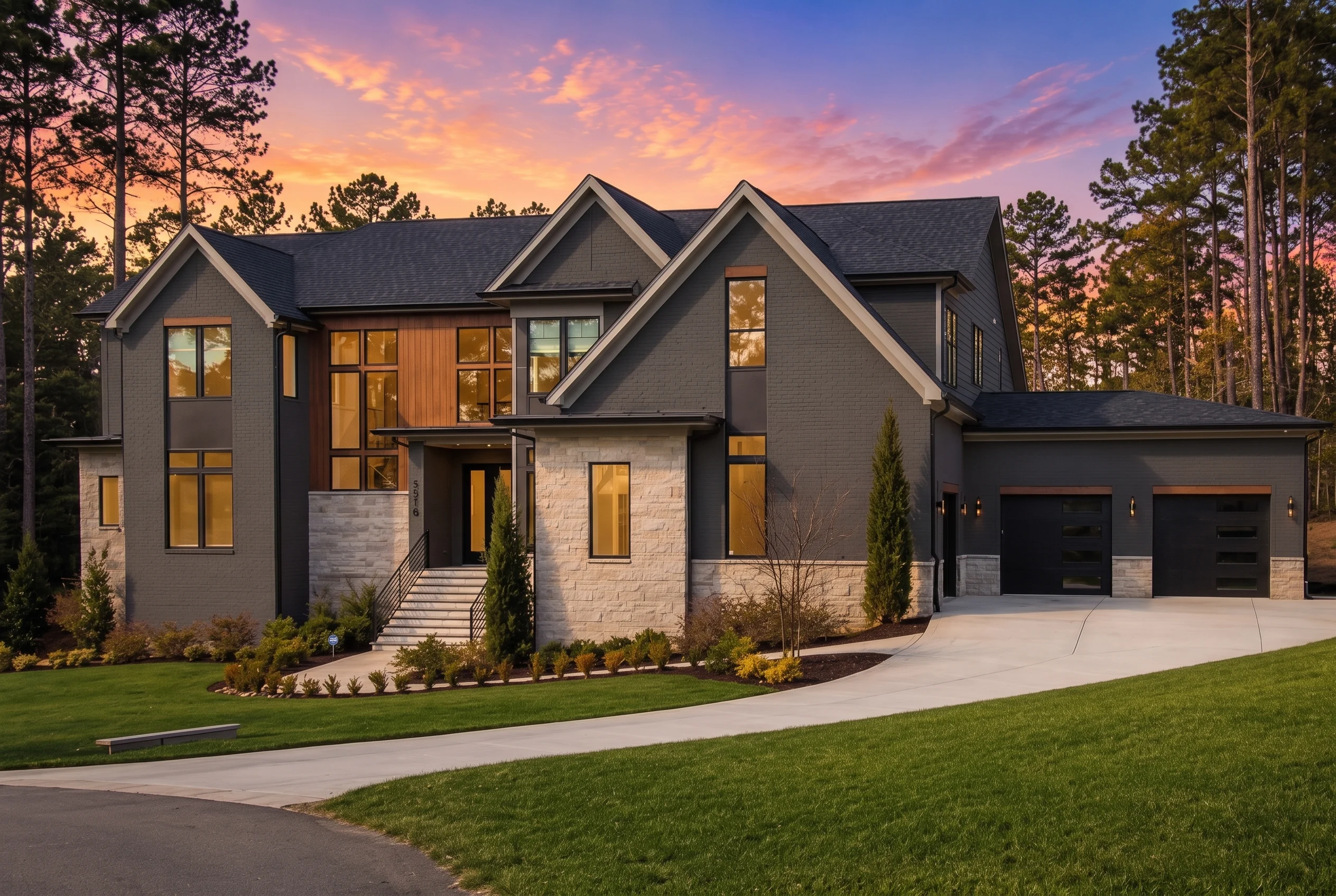 22-1279 HOUSE PLAN – Contemporary Home Plan – 4-Bed, 5-Bath, 6,261 SF - Modern Dark, AI-generated exterior concept