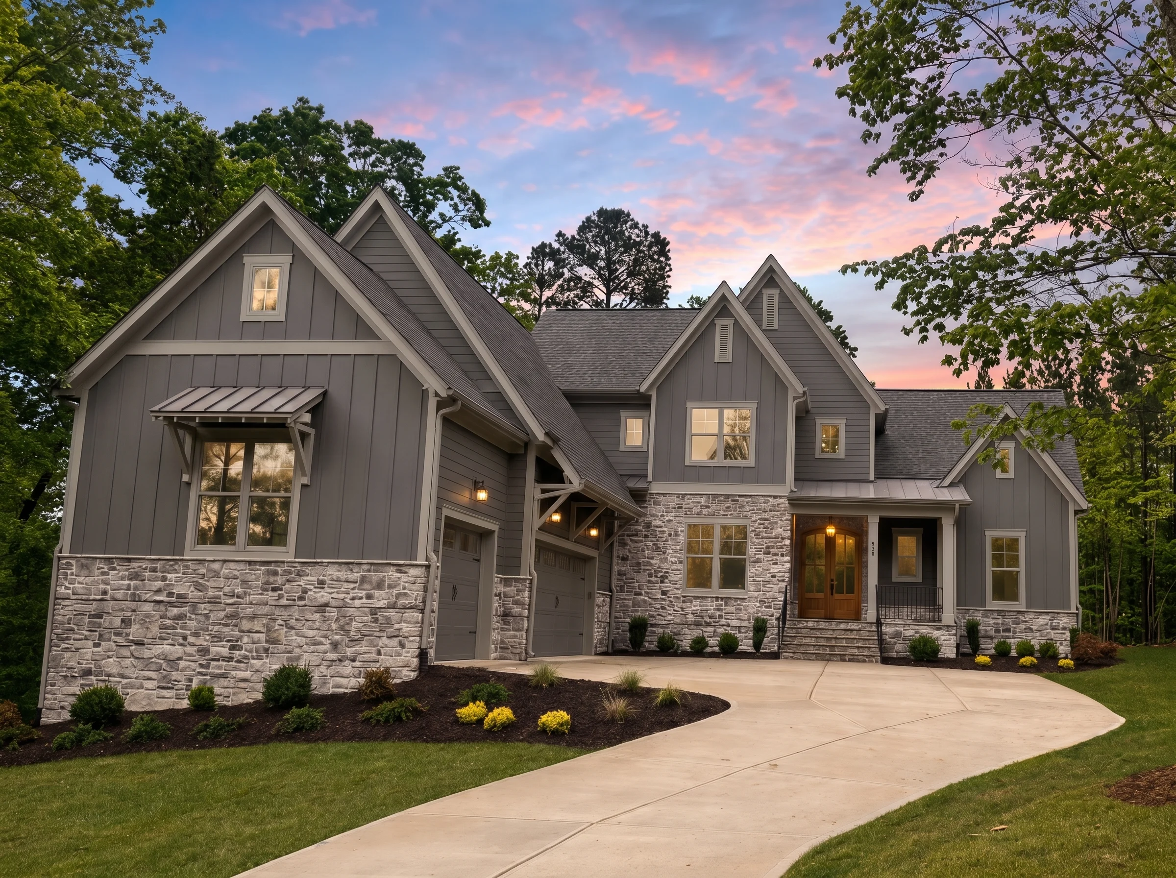 22-1009 HOUSE PLAN – Modern Farmhouse Home Plan – 4-Bed, 3.5-Bath, 4,343 SF - Modern Dark, AI-generated exterior concept