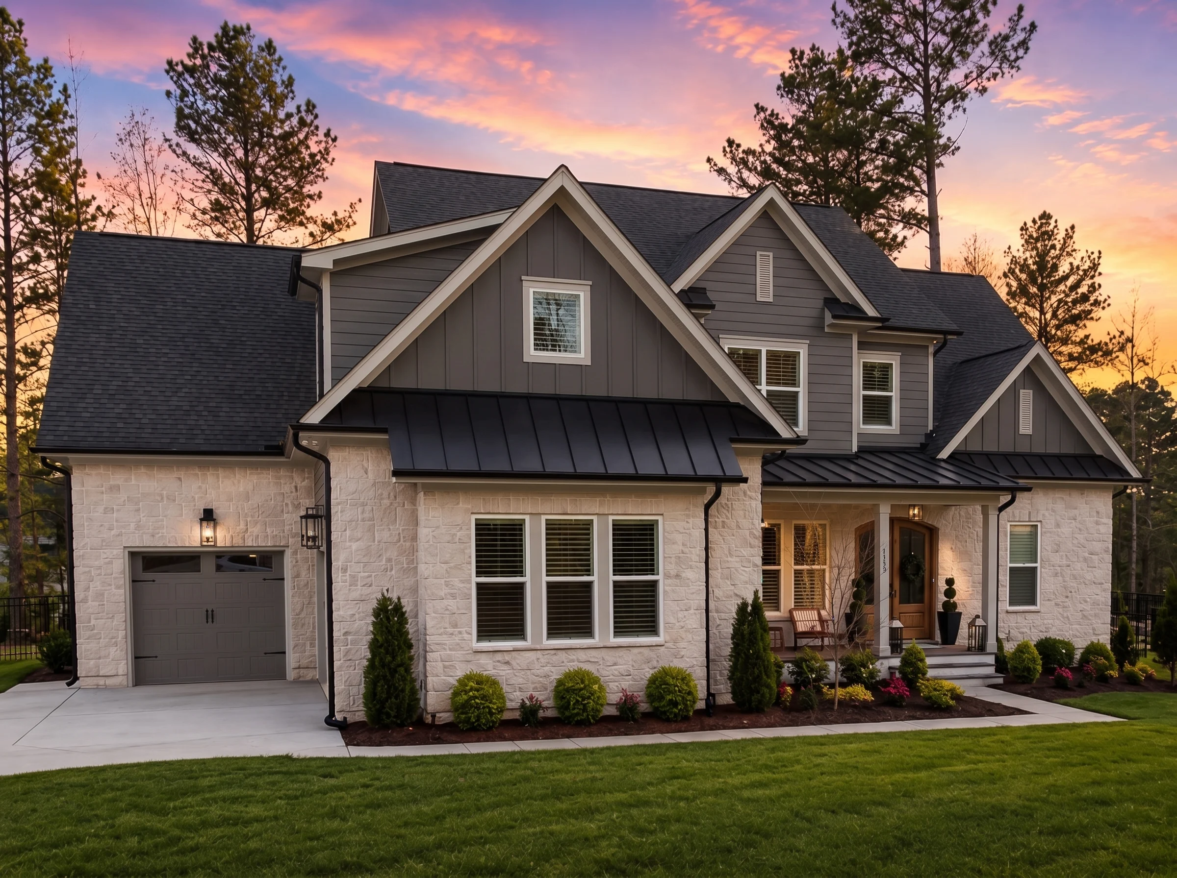 22-1586 HOUSE PLAN – Modern Farmhouse Home Plan – 4-Bed, 5-Bath, 4,446 SF - Modern Dark, AI-generated exterior concept