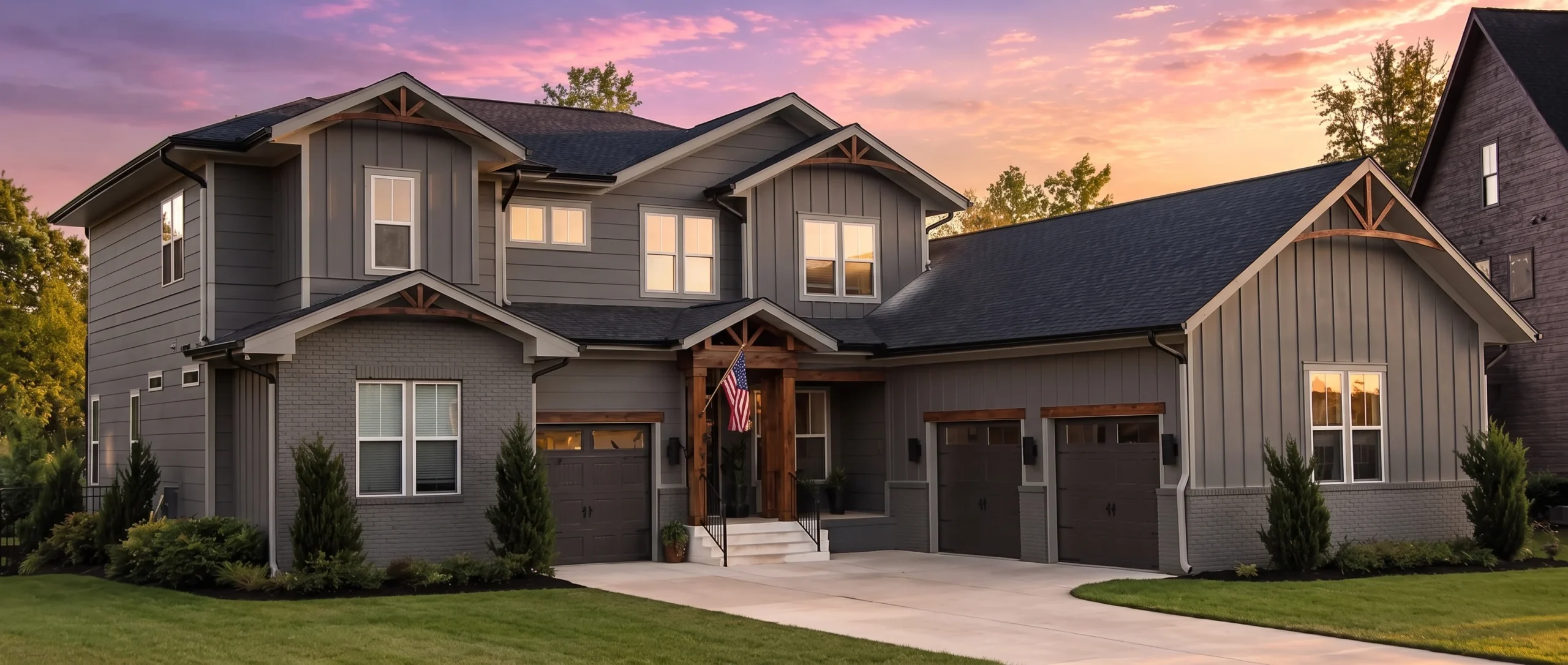 22-1567 HOUSE PLAN – Modern Farmhouse Home Plan – 4-Bed, 5-Bath, 3,800 SF - Modern Dark, AI-generated exterior concept