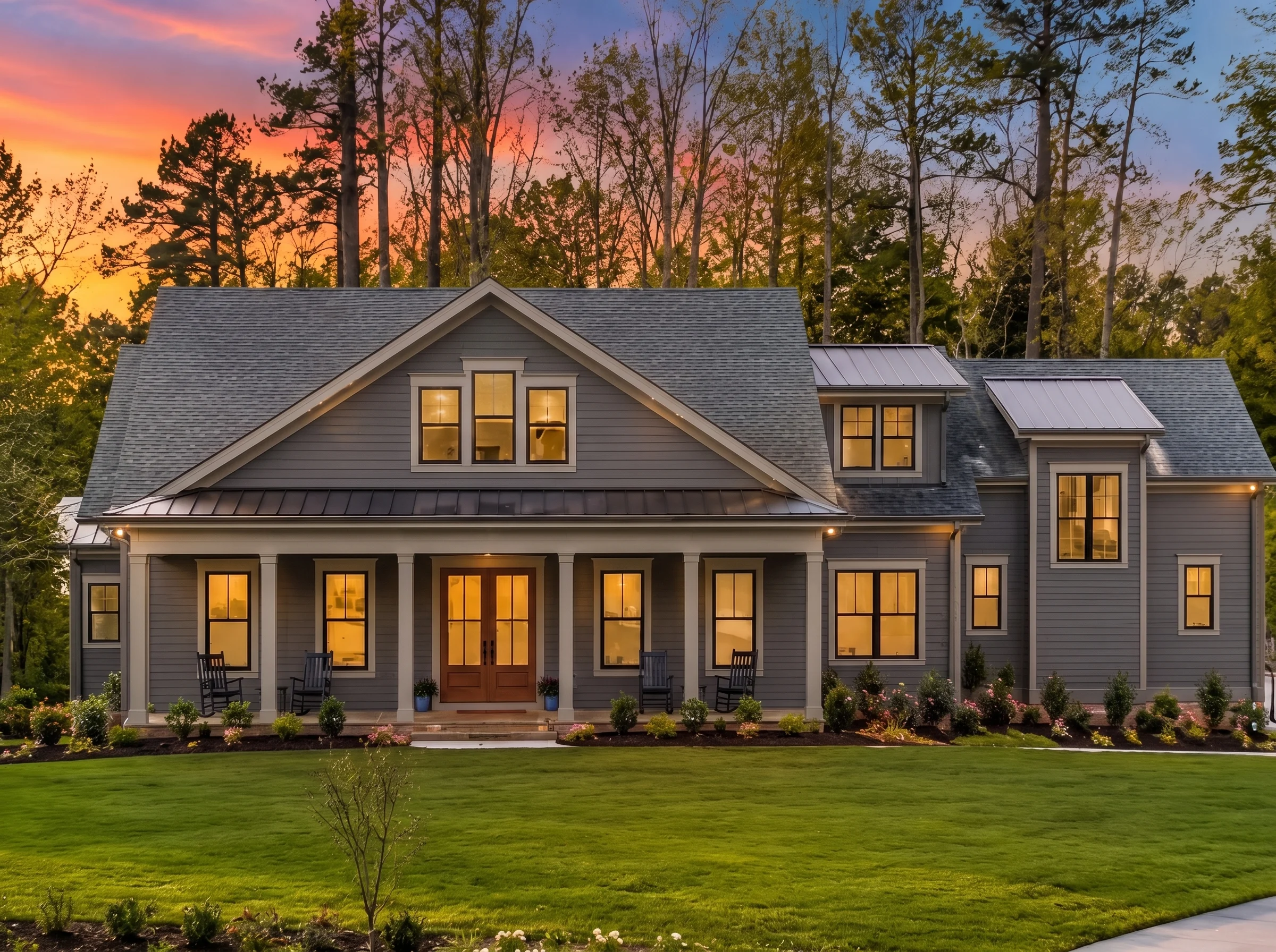 22-1278 HOUSE PLAN – Modern Farmhouse Home Plan – 4-Bed, 4-Bath, 4,697 SF - Modern Dark, AI-generated exterior concept