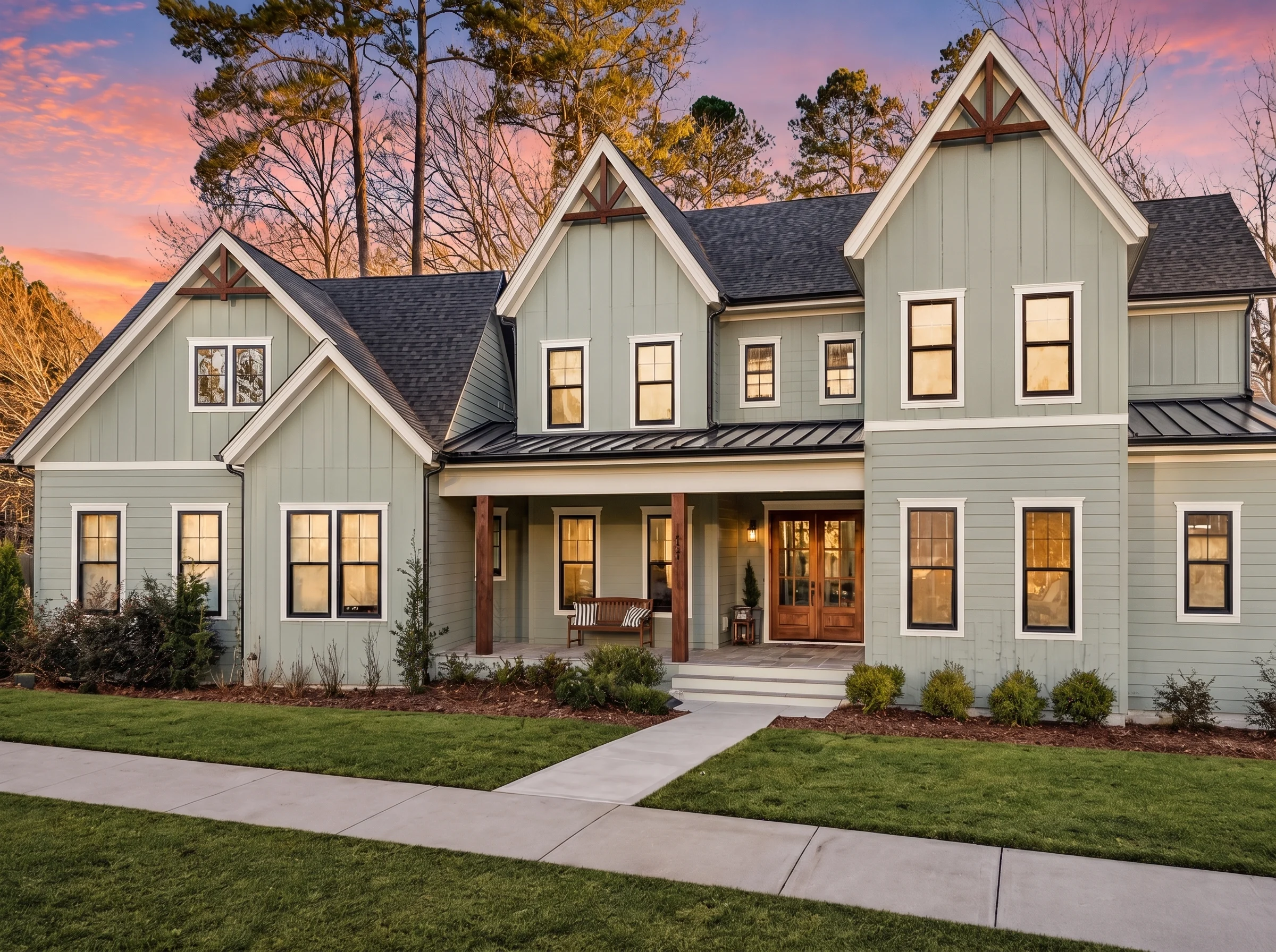 22-1438 HOUSE PLAN – Modern Farmhouse Home Plan – 4-Bed, 5-Bath, 4,664 SF - Modern Brick, AI-generated exterior concept