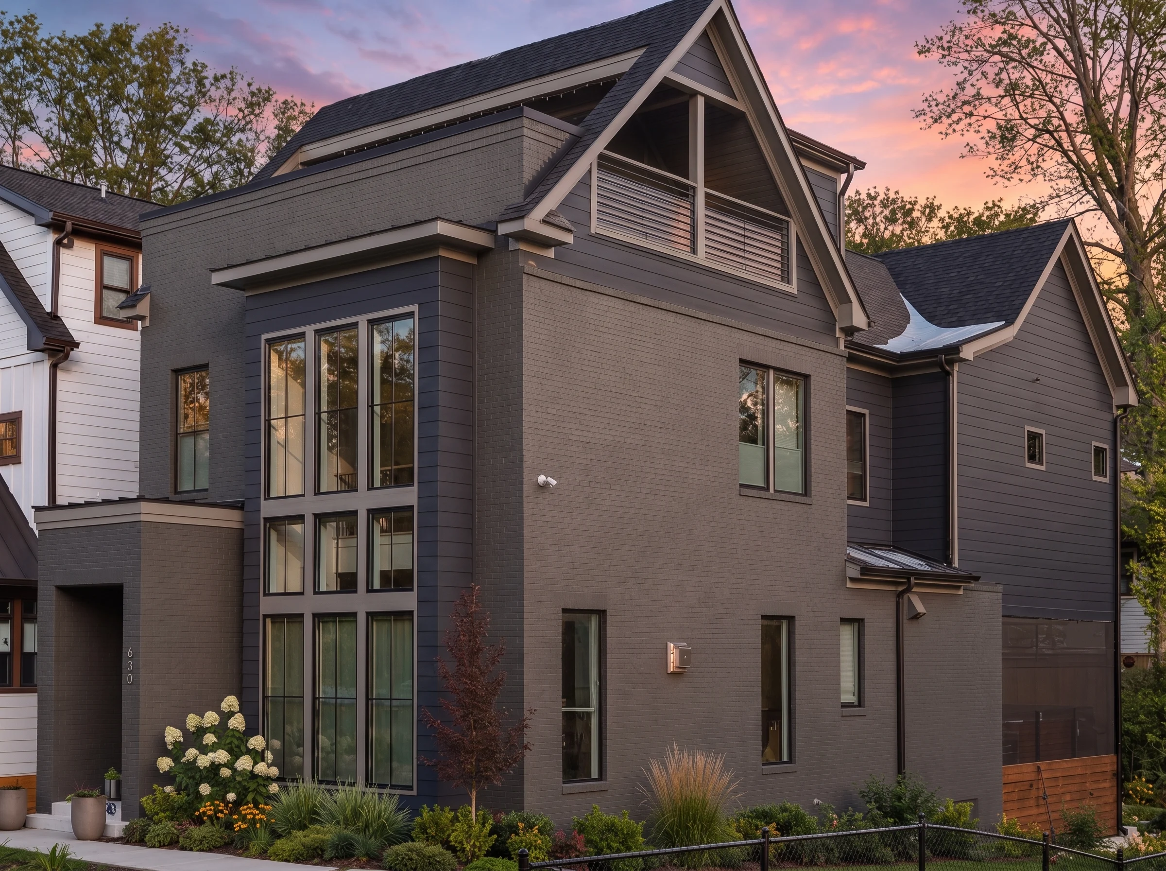 22-1028 HOUSE PLAN – Contemporary Home Plan – 4-Bed, 3-Bath, 2,560 SF - Modern Dark, AI-generated exterior concept