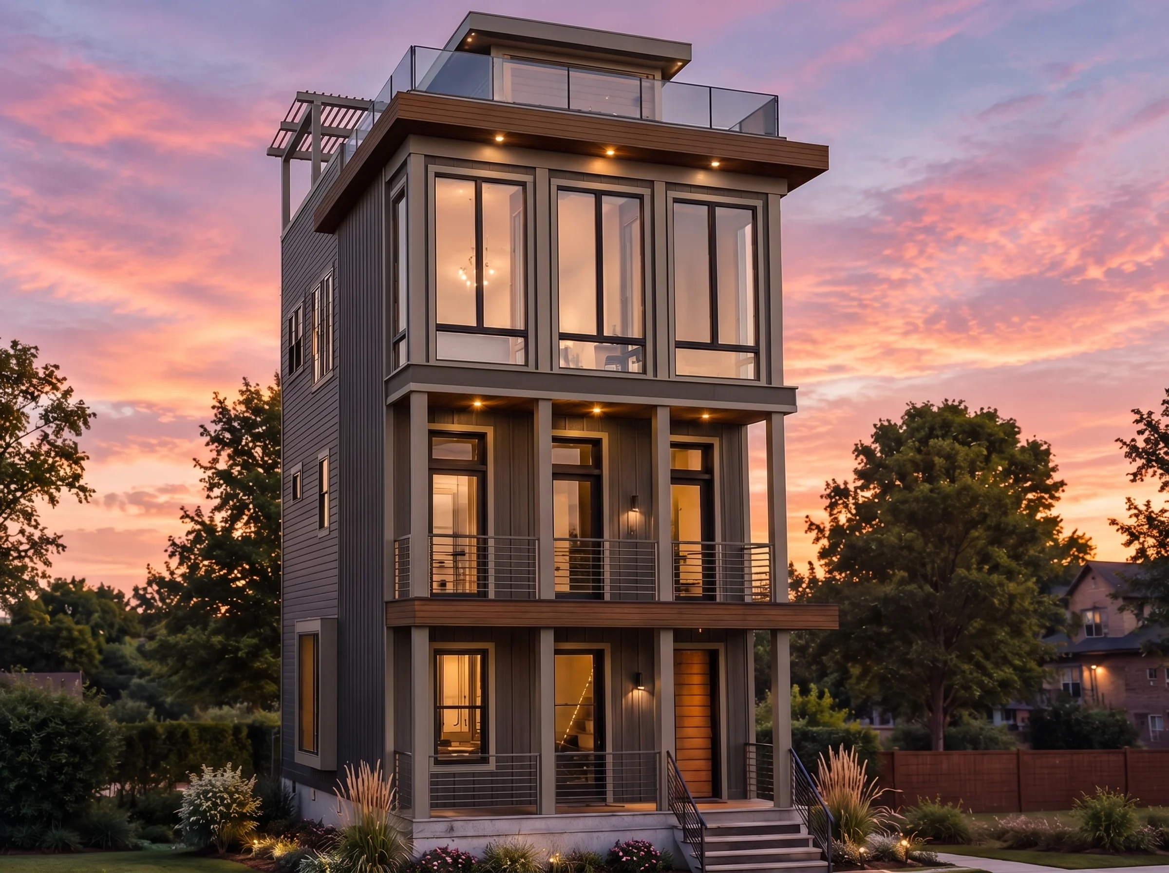 18-1065 HOUSE PLAN – Contemporary Home Plan – 3-Bed, 2.5-Bath, 2,269 SF - Modern Dark, AI-generated exterior concept