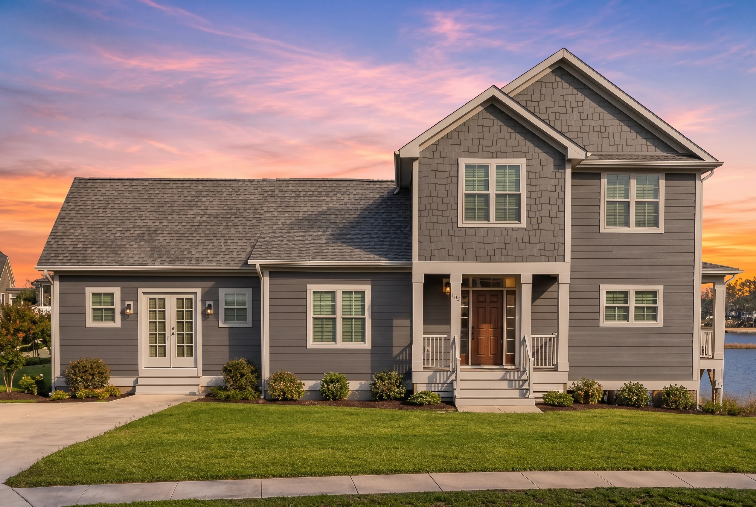 21-2681 HOUSE PLAN – Coastal Farmhouse Home Plan – 4-Bed, 3-Bath, 3,244 SF - Modern Dark, AI-generated exterior concept