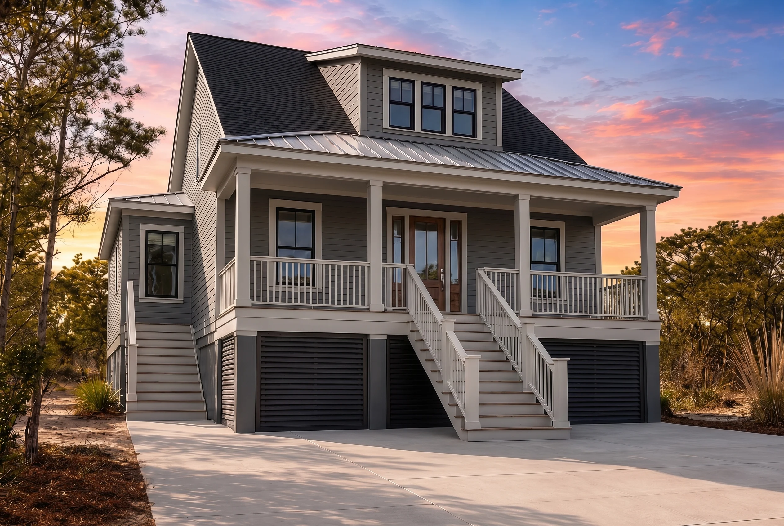 21-2803 HOUSE PLAN – Coastal Home Plan – 3-Bed, 2-Bath, 2,845 SF - Modern Dark, AI-generated exterior concept
