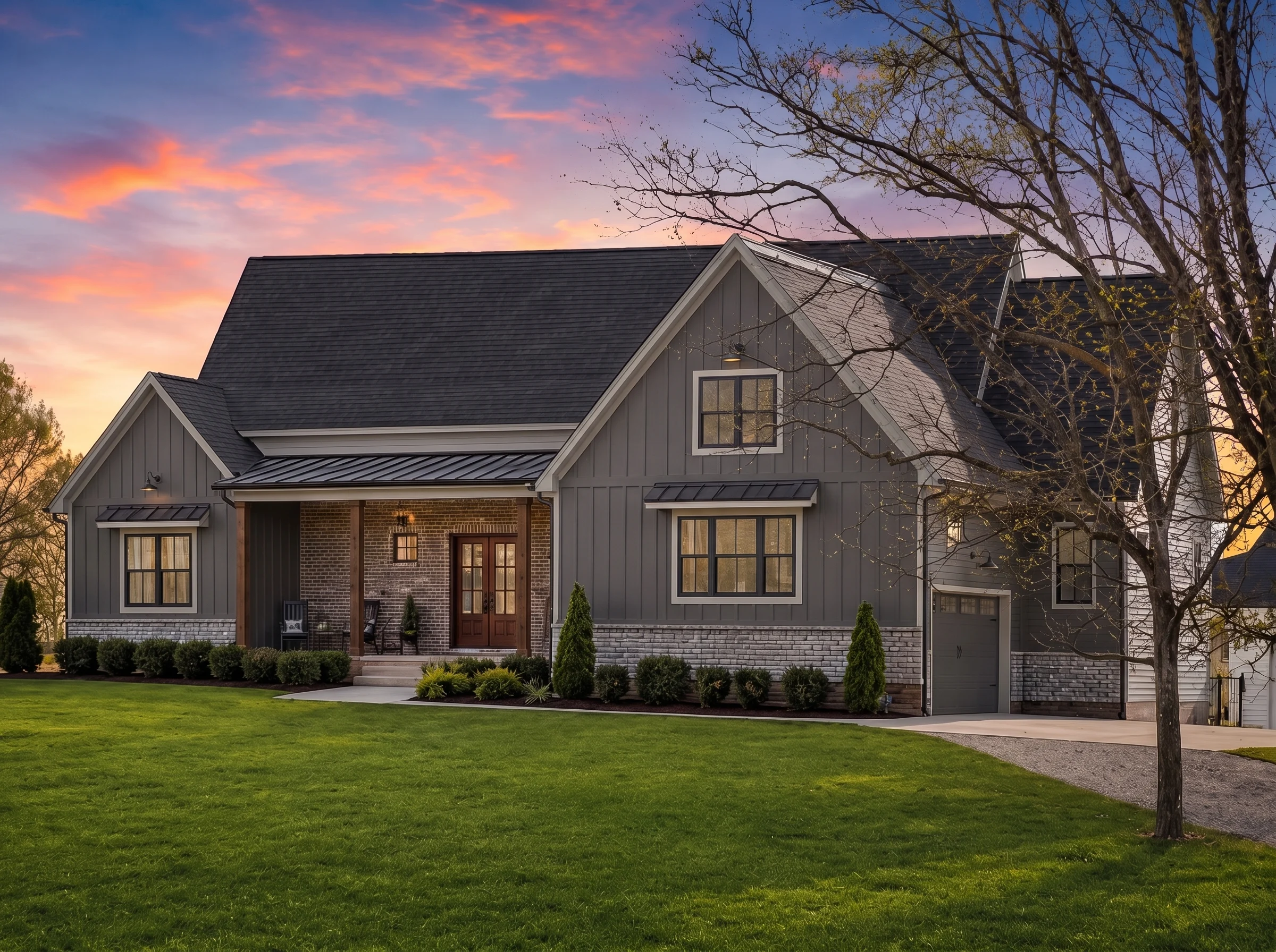 21-2886 HOUSE PLAN – Modern Farmhouse Home Plan – 3-Bed, 2.5-Bath, 2,551 SF - Modern Dark, AI-generated exterior concept