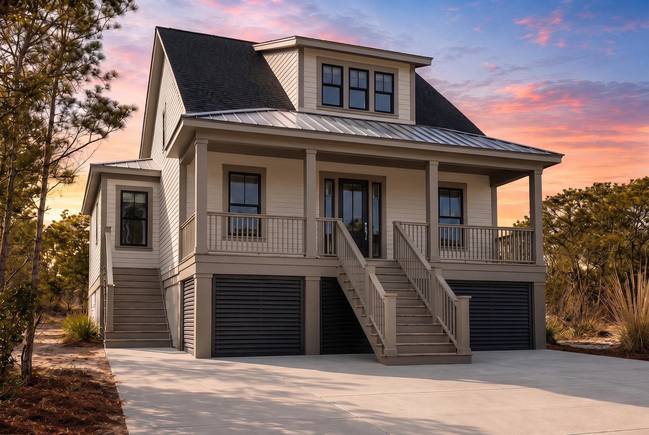 21-2803 HOUSE PLAN – Coastal Home Plan – 3-Bed, 2-Bath, 2,845 SF - Warm Natural, AI-generated exterior concept