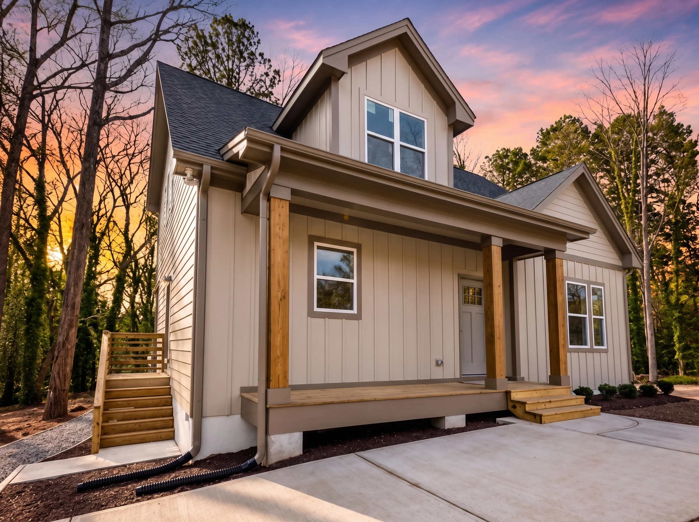 21-2312 HOUSE PLAN – Cottage Farmhouse Home Plan – 4-Bed, 3.5-Bath, 1,945 SF - Warm Natural, AI-generated exterior concept