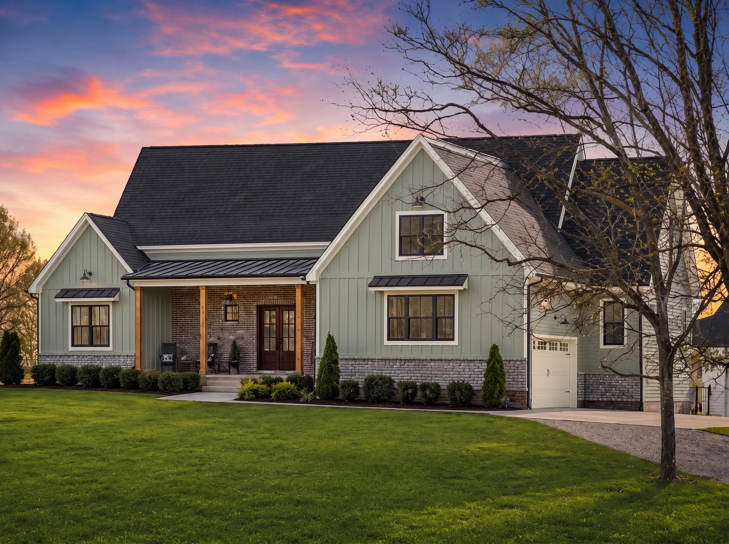 21-2886 HOUSE PLAN – Modern Farmhouse Home Plan – 3-Bed, 2.5-Bath, 2,551 SF - Modern Brick, AI-generated exterior concept