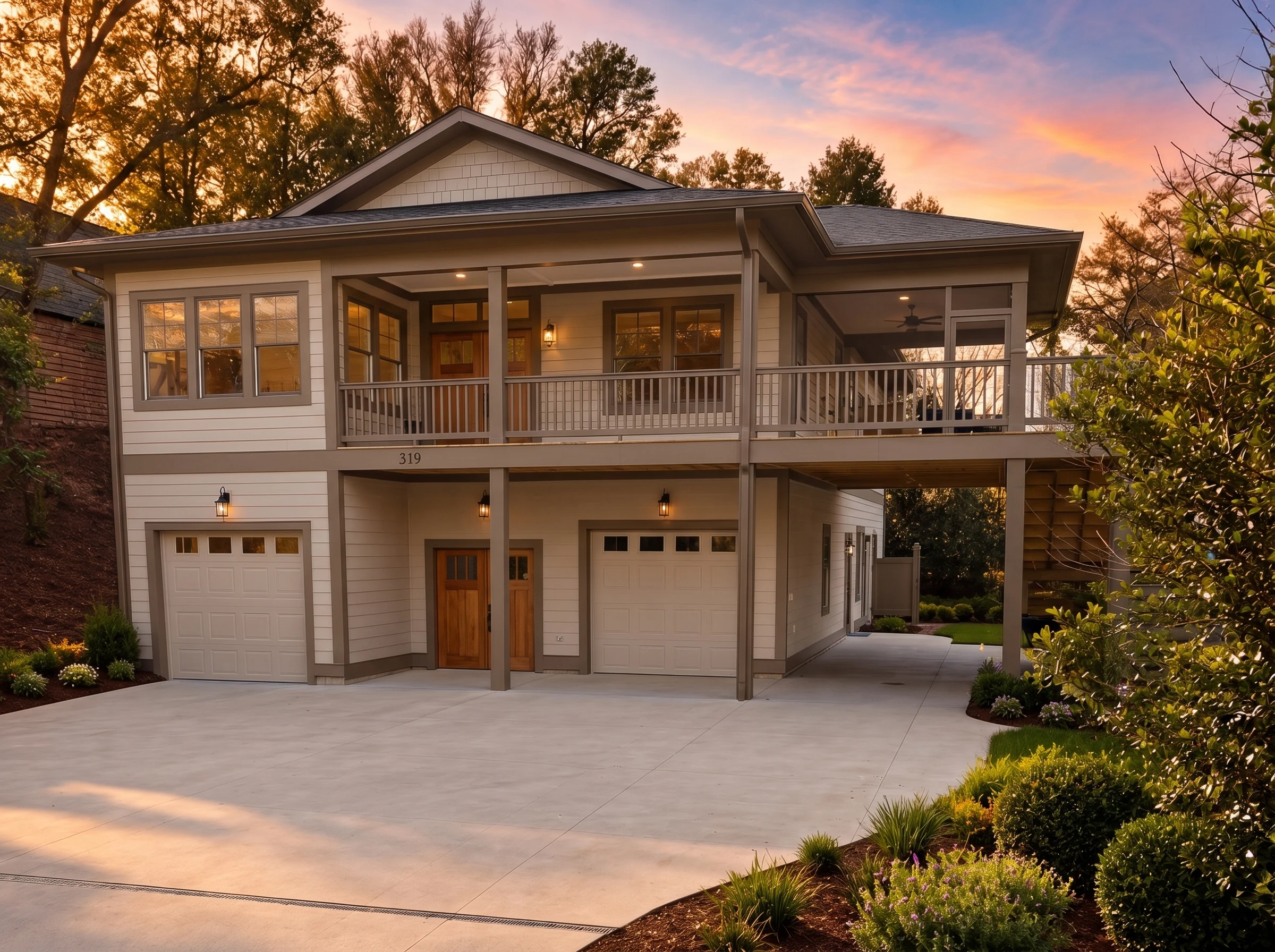 21-2376 HOUSE PLAN – Coastal Home Plan – 3-Bed, 3-Bath, 2,253 SF - Warm Natural, AI-generated exterior concept