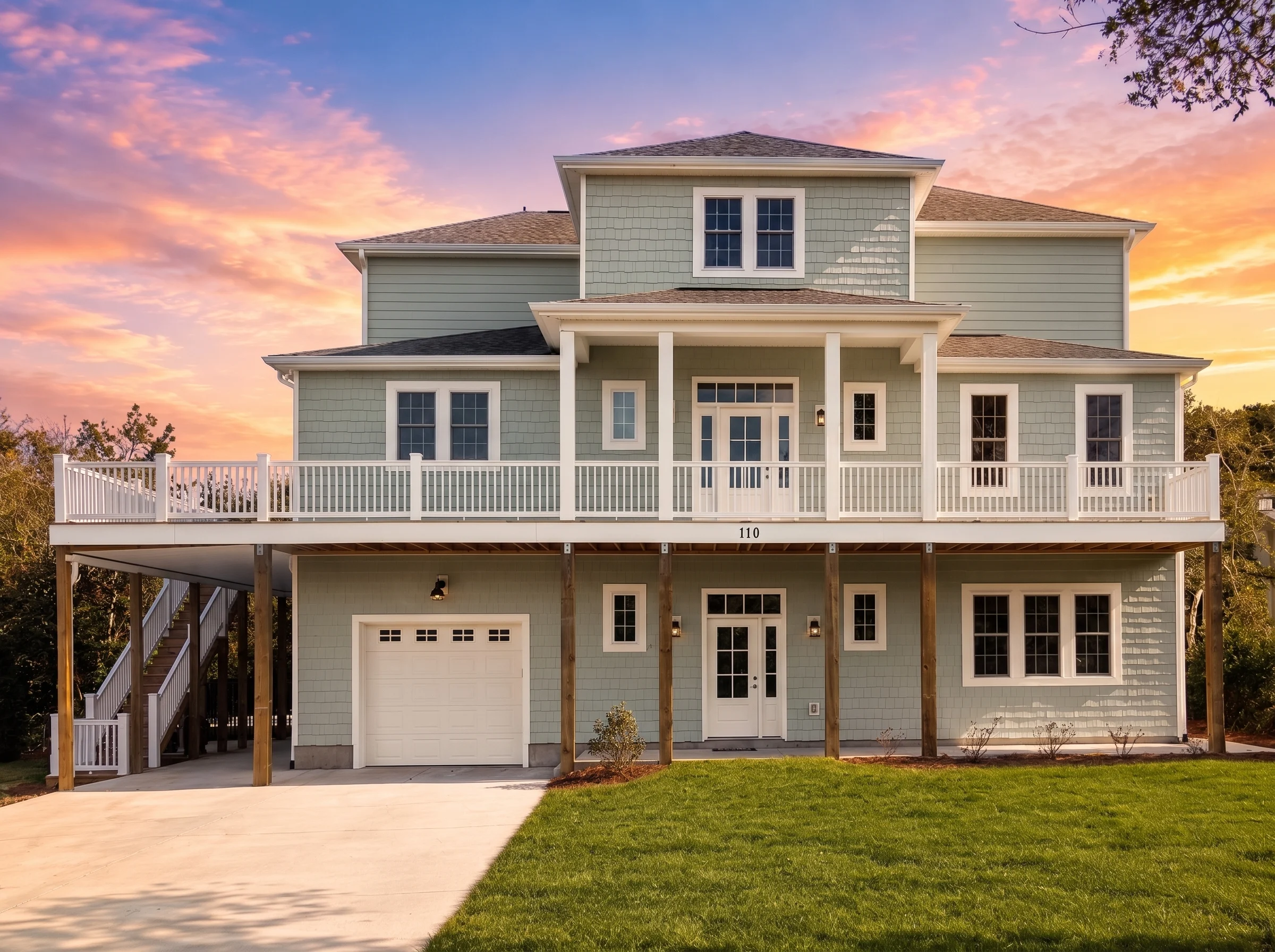 21-2428 HOUSE PLAN – Coastal Home Plan – 5-Bed, 4.5-Bath, 4,990 SF - Modern Brick, AI-generated exterior concept