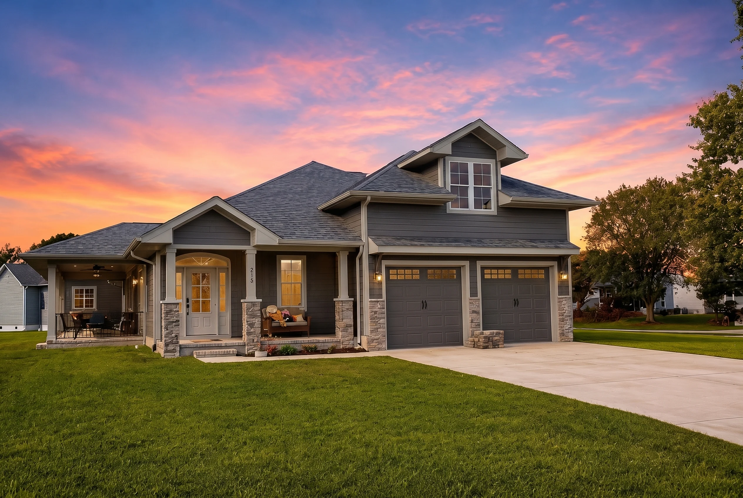 21-3393 HOUSE PLAN – Modern Farmhouse Home Plan – 3-Bed, 3-Bath, 3,460 SF - Modern Dark, AI-generated exterior concept