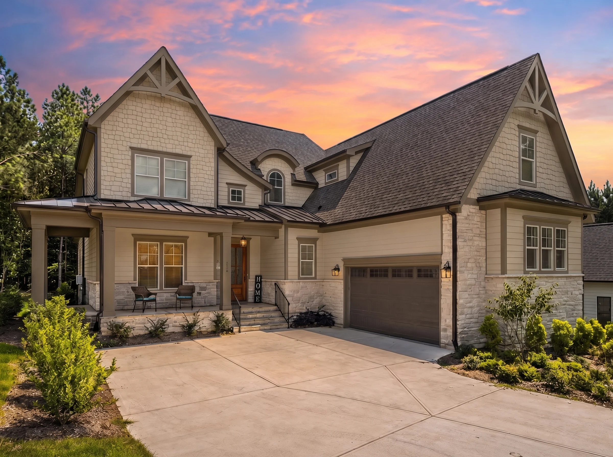 21-2874 HOUSE PLAN – Modern Craftsman Home Plan – 4-Bed, 3-Bath, 3,672 SF - Warm Natural, AI-generated exterior concept