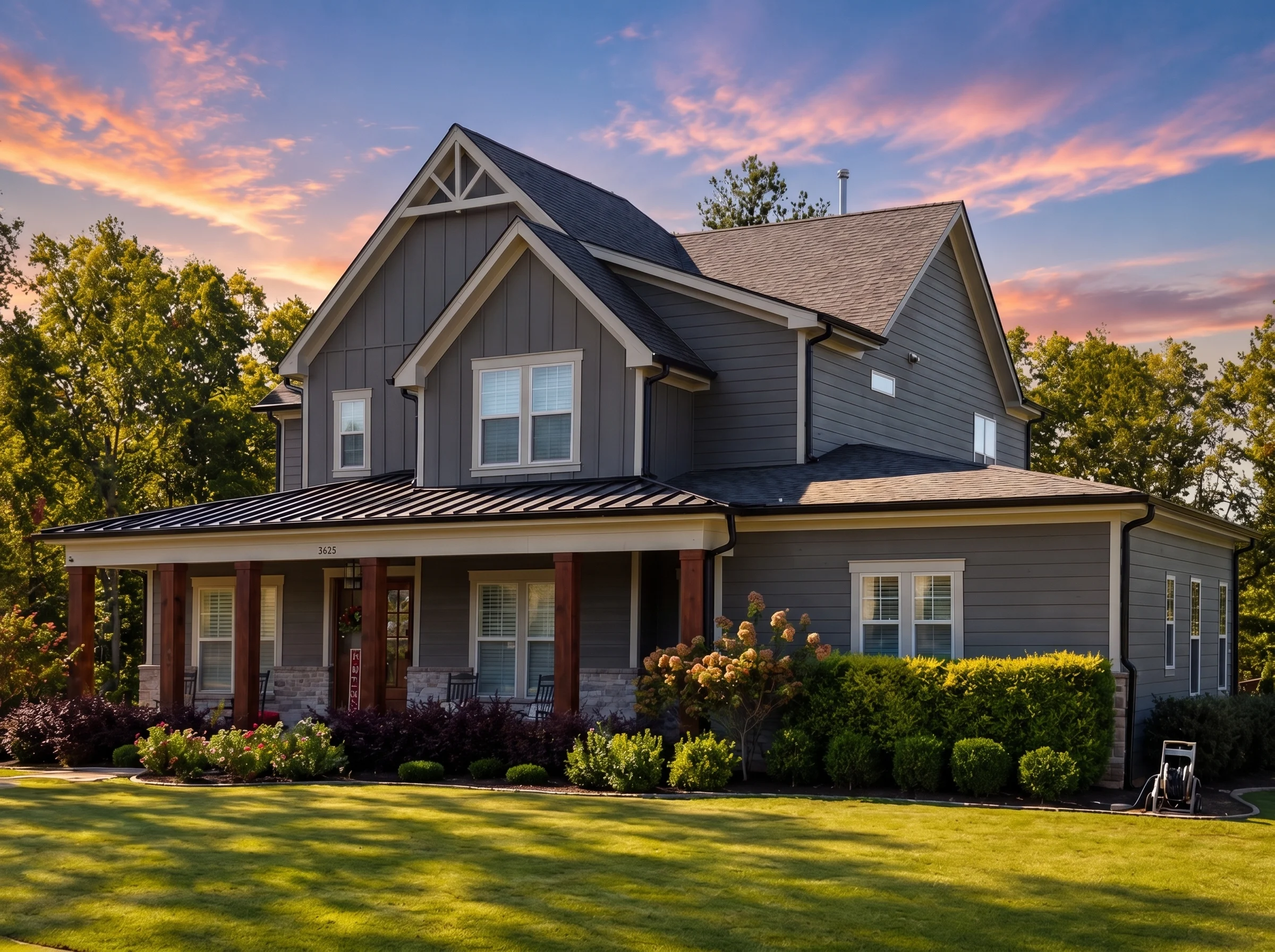 21-2536 HOUSE PLAN – Modern Farmhouse Home Plan – 5-Bed, 6-Bath, 4,035 SF - Modern Dark, AI-generated exterior concept