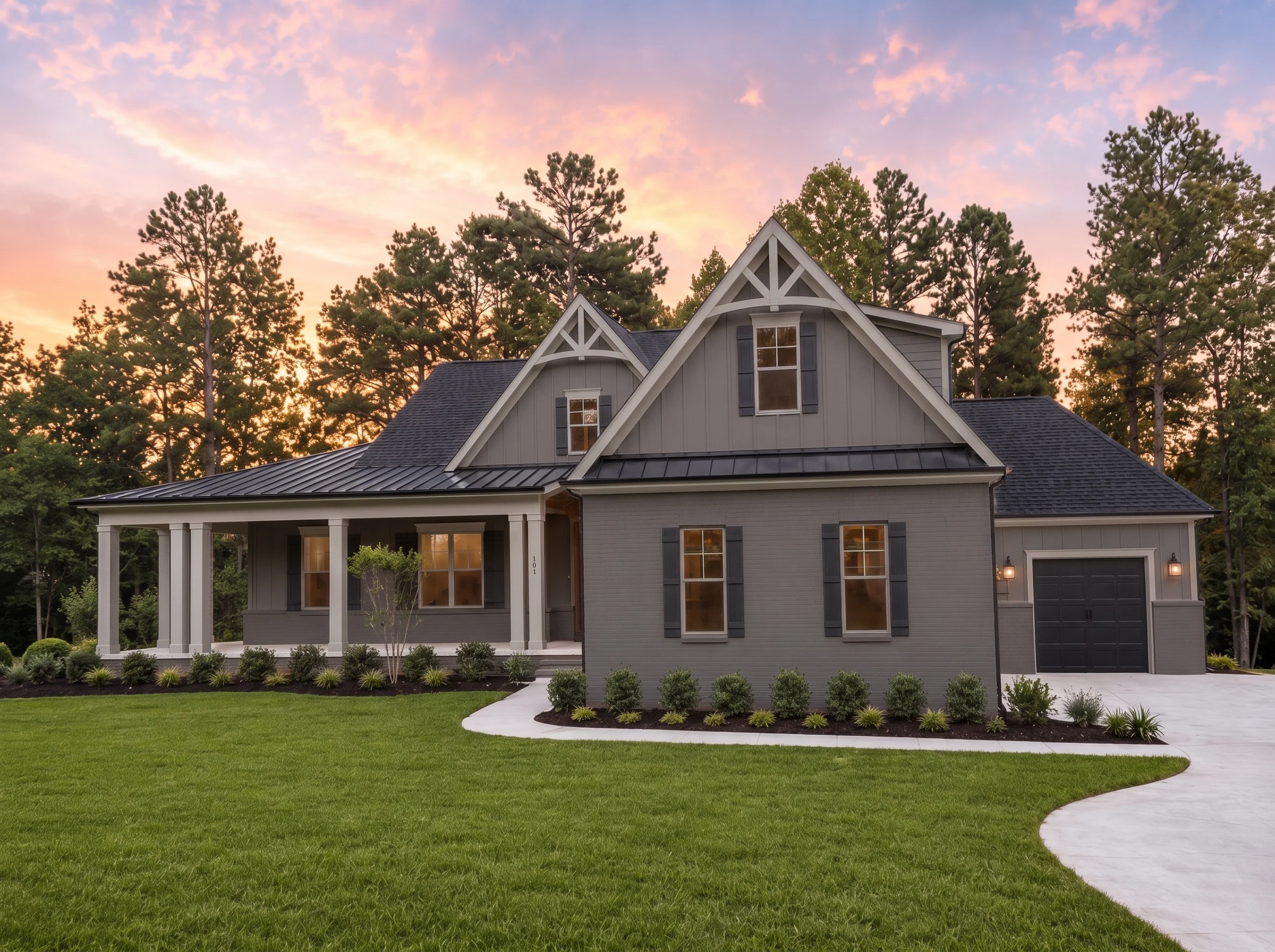 21-2873 HOUSE PLAN – Modern Farmhouse Home Plan – 4-Bed, 3.5-Bath, 3,198 SF - Modern Dark, AI-generated exterior concept