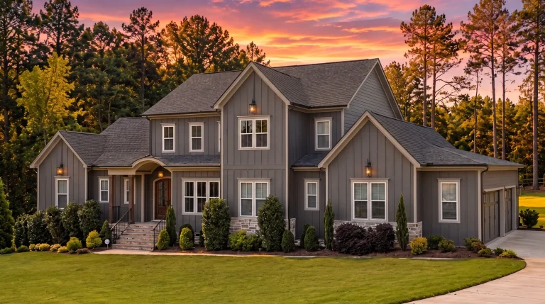 Open Deck House Plans 21 21-3500 HOUSE PLAN – Modern Farmhouse Home Plan – 4-Bed, 5-Bath, 3,885 SF - Modern Dark, AI-generated exterior concept