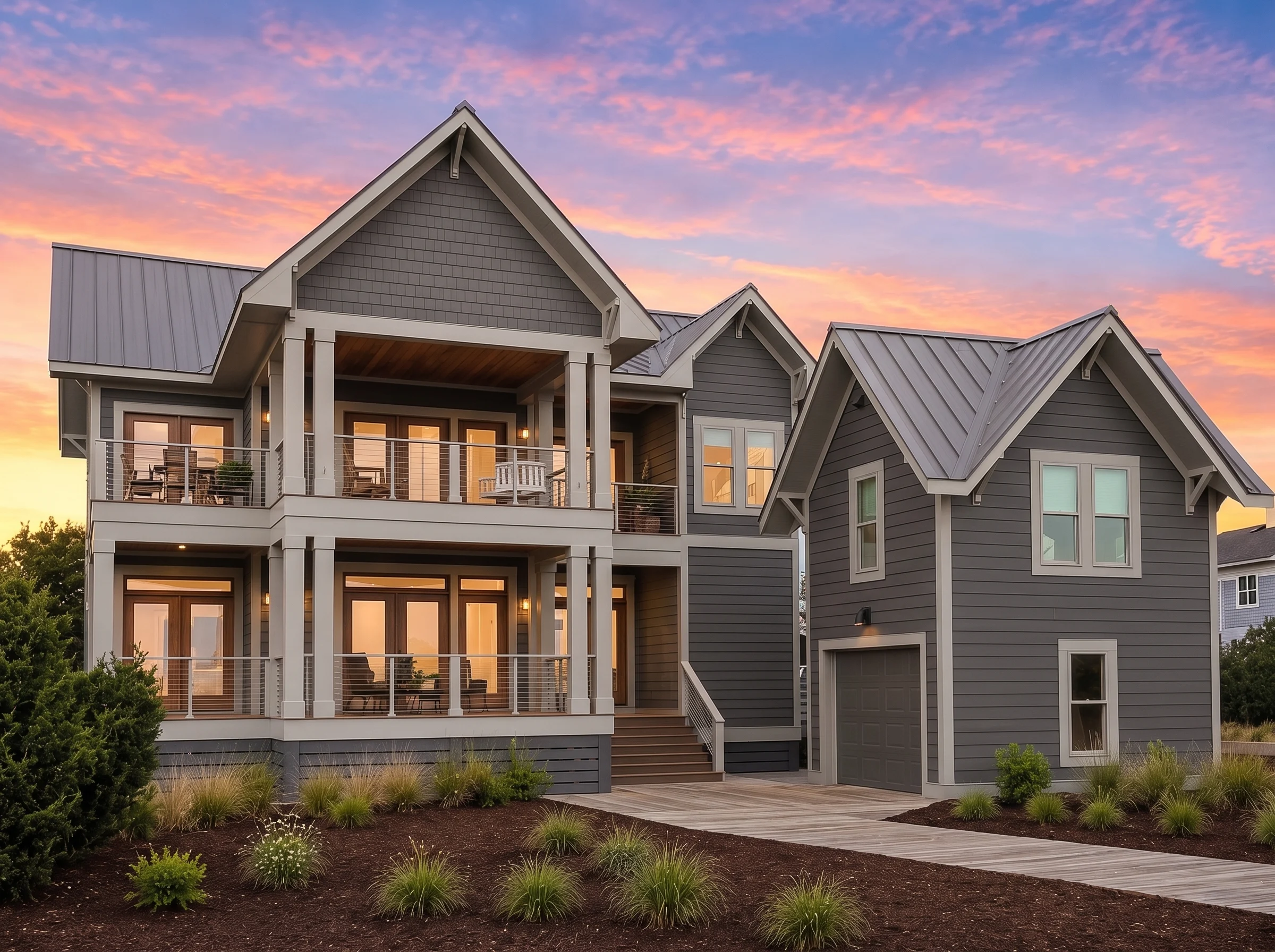21-2632 HOUSE PLAN – Coastal Home Plan – 5-Bed, 4.5-Bath, 2,854 SF - Modern Dark, AI-generated exterior concept