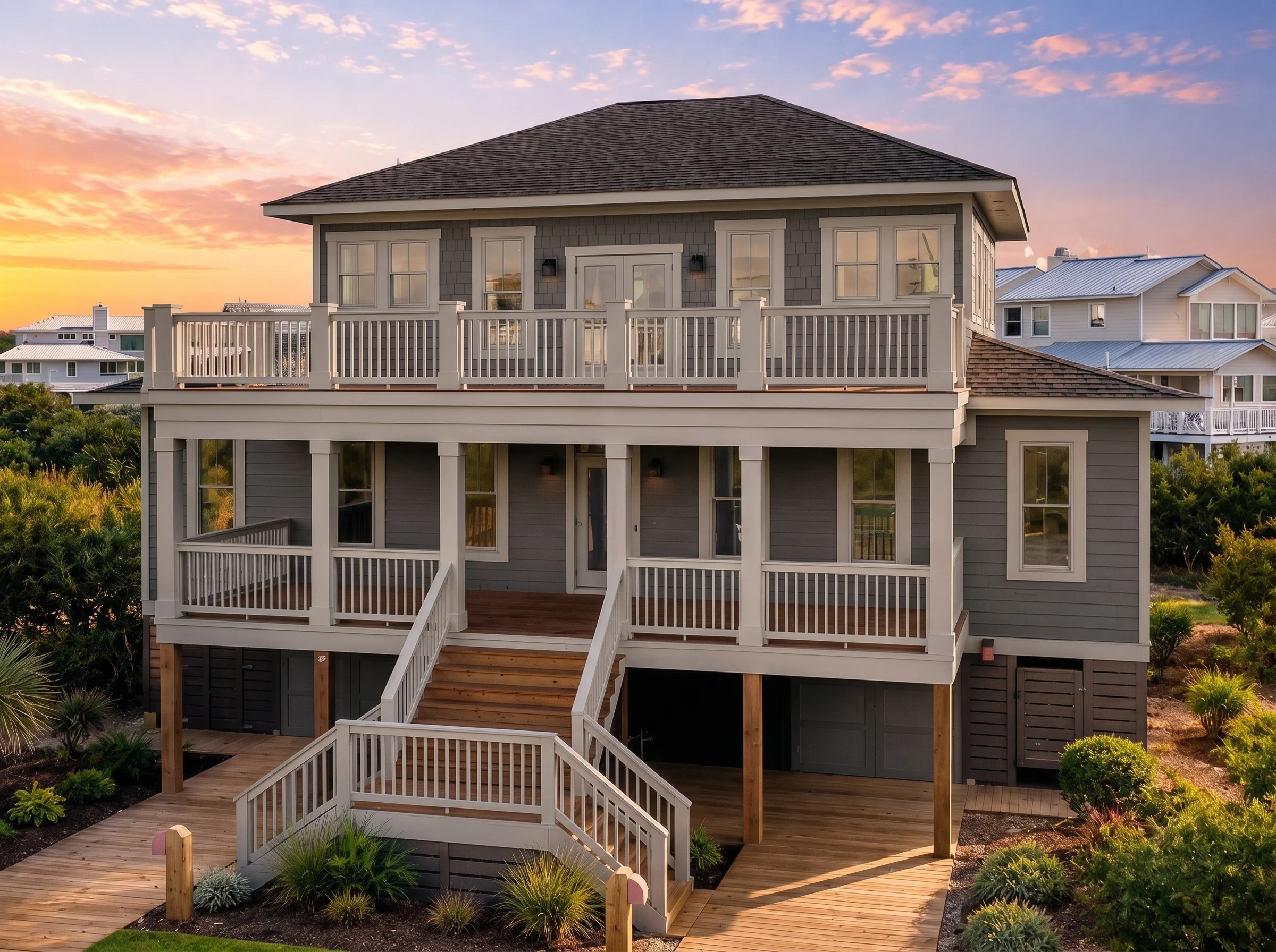 21-2631 HOUSE PLAN – Coastal Home Plan – 5-Bed, 4.5-Bath, 3,026 SF - Modern Dark, AI-generated exterior concept