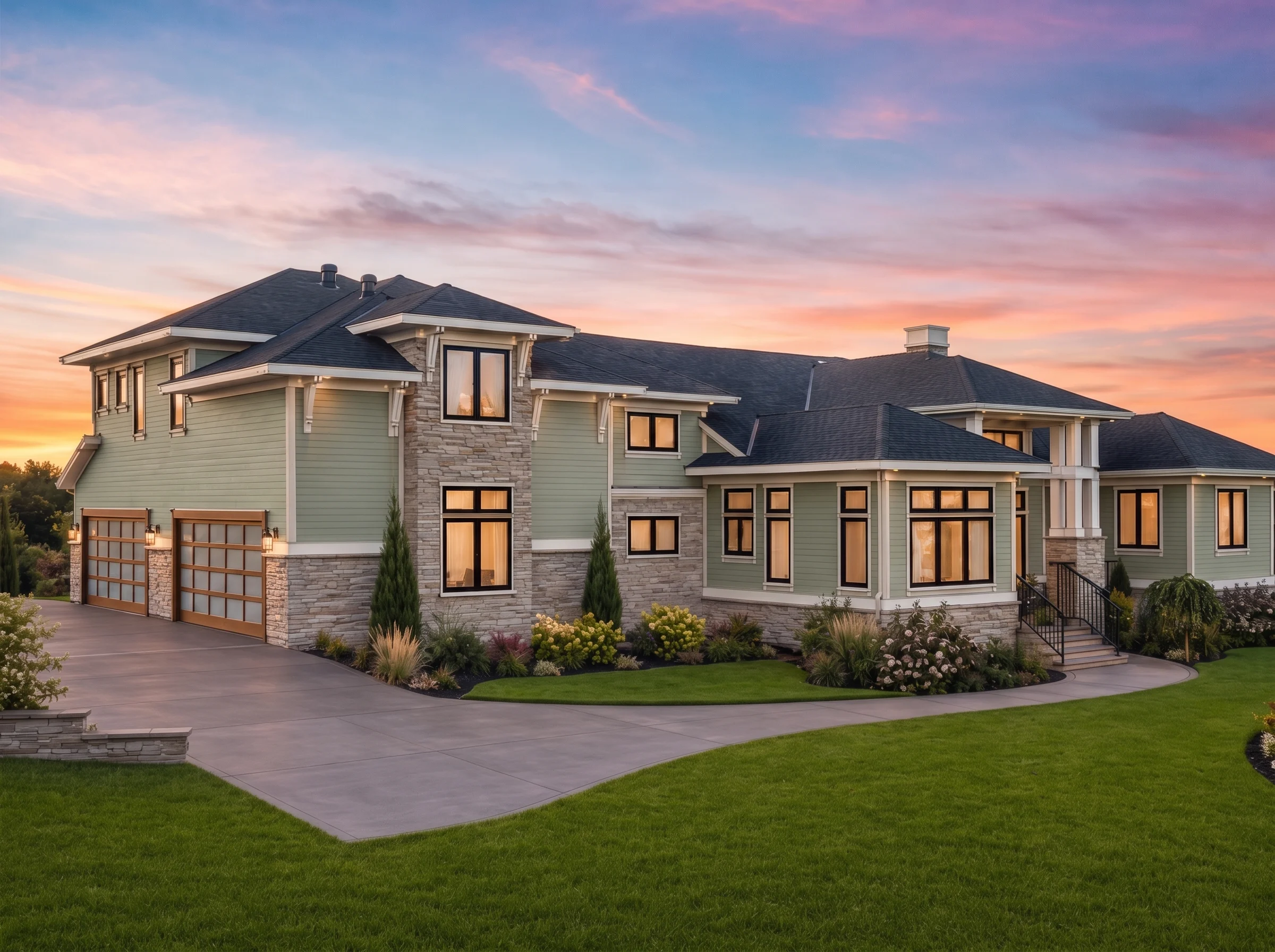 21-2584 HOUSE PLAN – Modern Suburban Home Plan – 5-Bed, 6.5-Bath, 5,000 SF - Modern Brick, AI-generated exterior concept