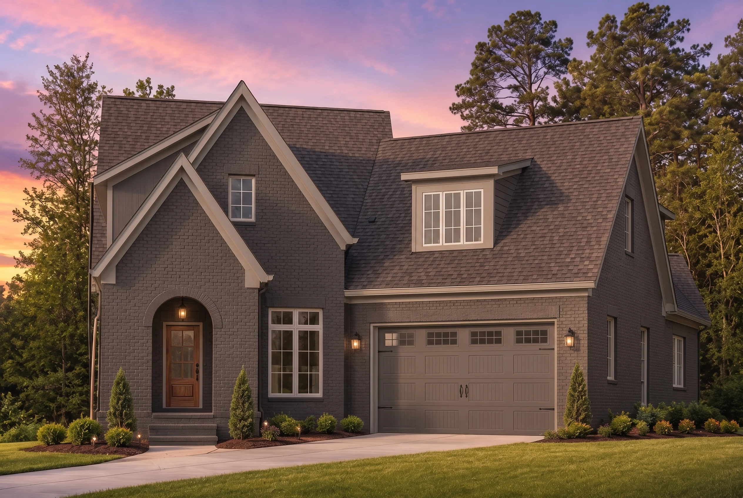 21-2368 HOUSE PLAN – Classic Suburban Home Plan – 3-Bed, 3.5-Bath, 3,847 SF - Modern Dark, AI-generated exterior concept
