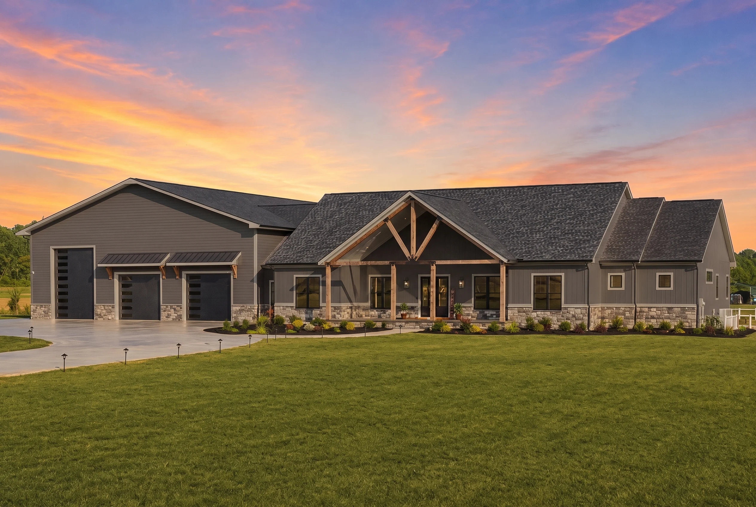 21-3437 HOUSE PLAN – Modern Farmhouse Home Plan – 3-Bed, 4-Bath, 4,038 SF - Modern Dark, AI-generated exterior concept