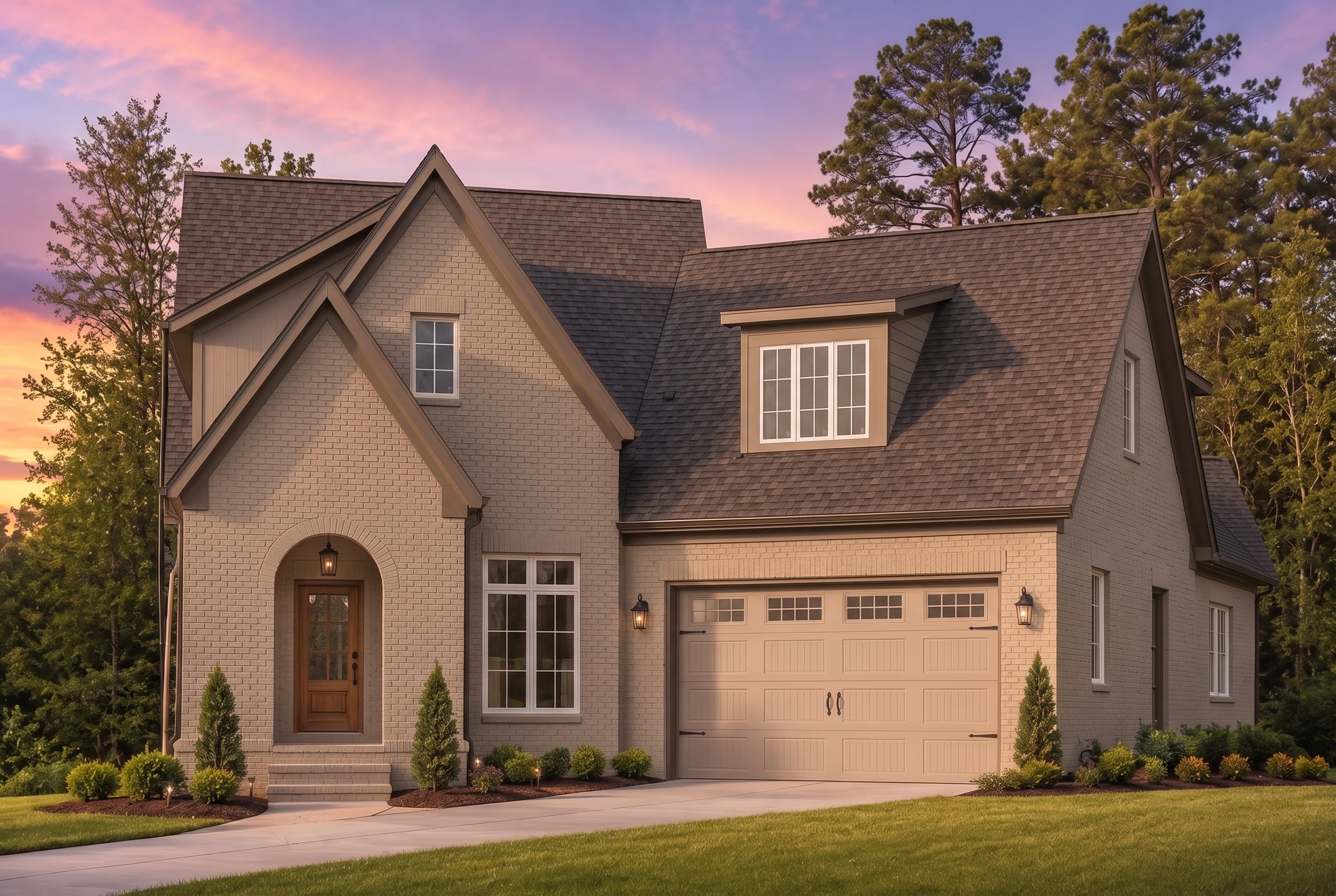 21-2368 HOUSE PLAN – Classic Suburban Home Plan – 3-Bed, 3.5-Bath, 3,847 SF - Warm Natural, AI-generated exterior concept