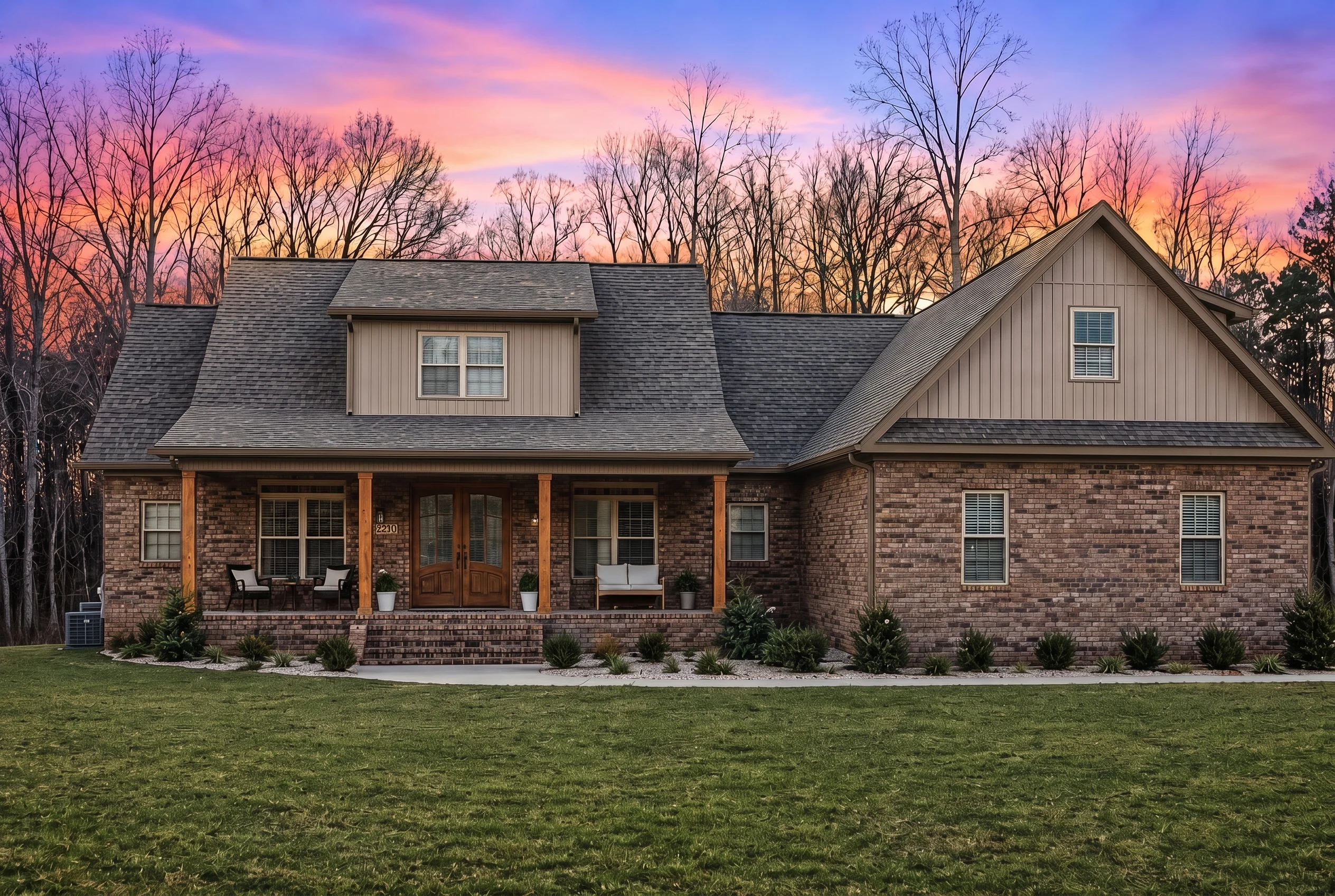 21-2300 HOUSE PLAN -Traditional Craftsman Home Plan – 5-Bed, 4-Bath, 3,219 SF - Warm Natural, AI-generated exterior concept