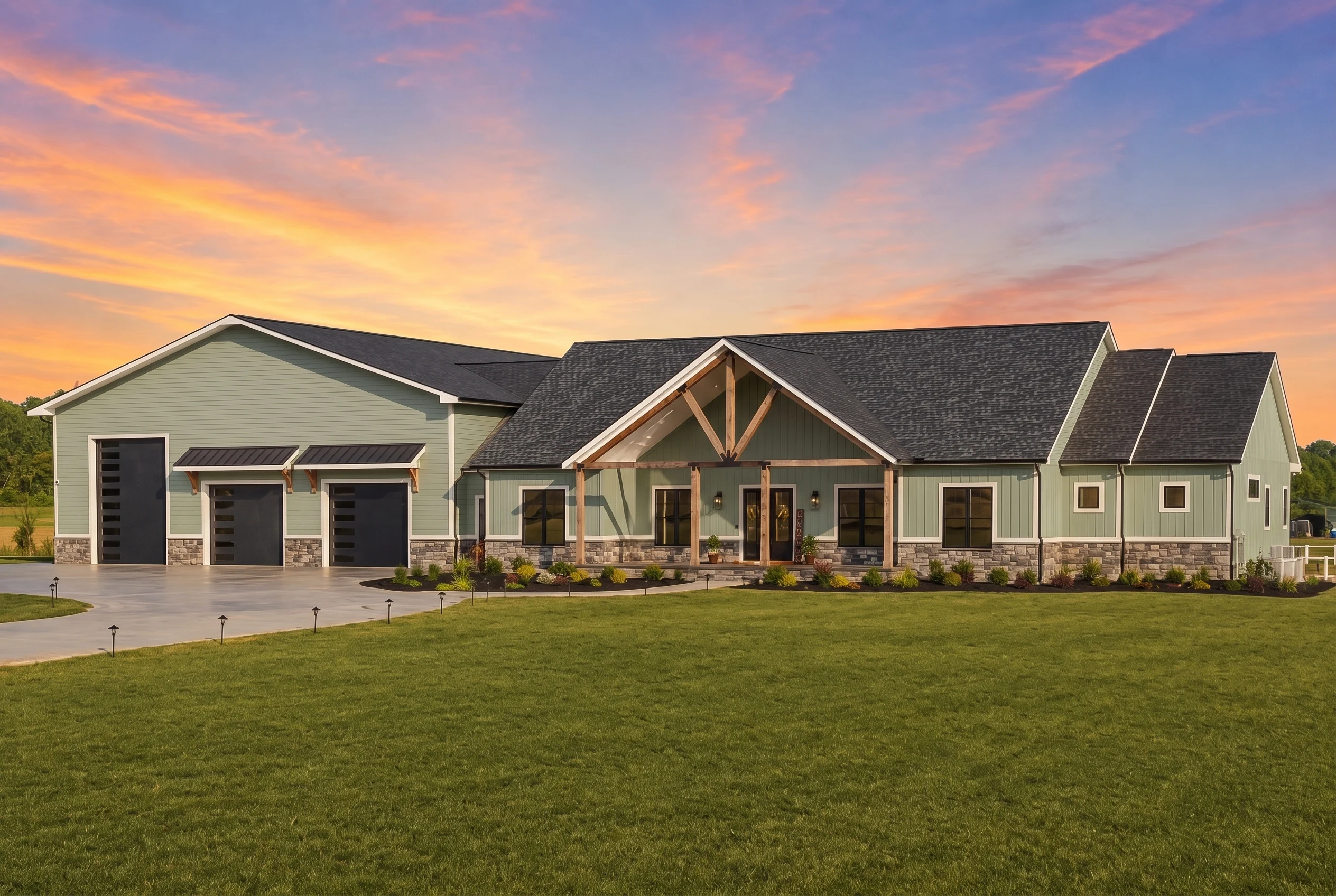 21-3437 HOUSE PLAN – Modern Farmhouse Home Plan – 3-Bed, 4-Bath, 4,038 SF - Modern Brick, AI-generated exterior concept