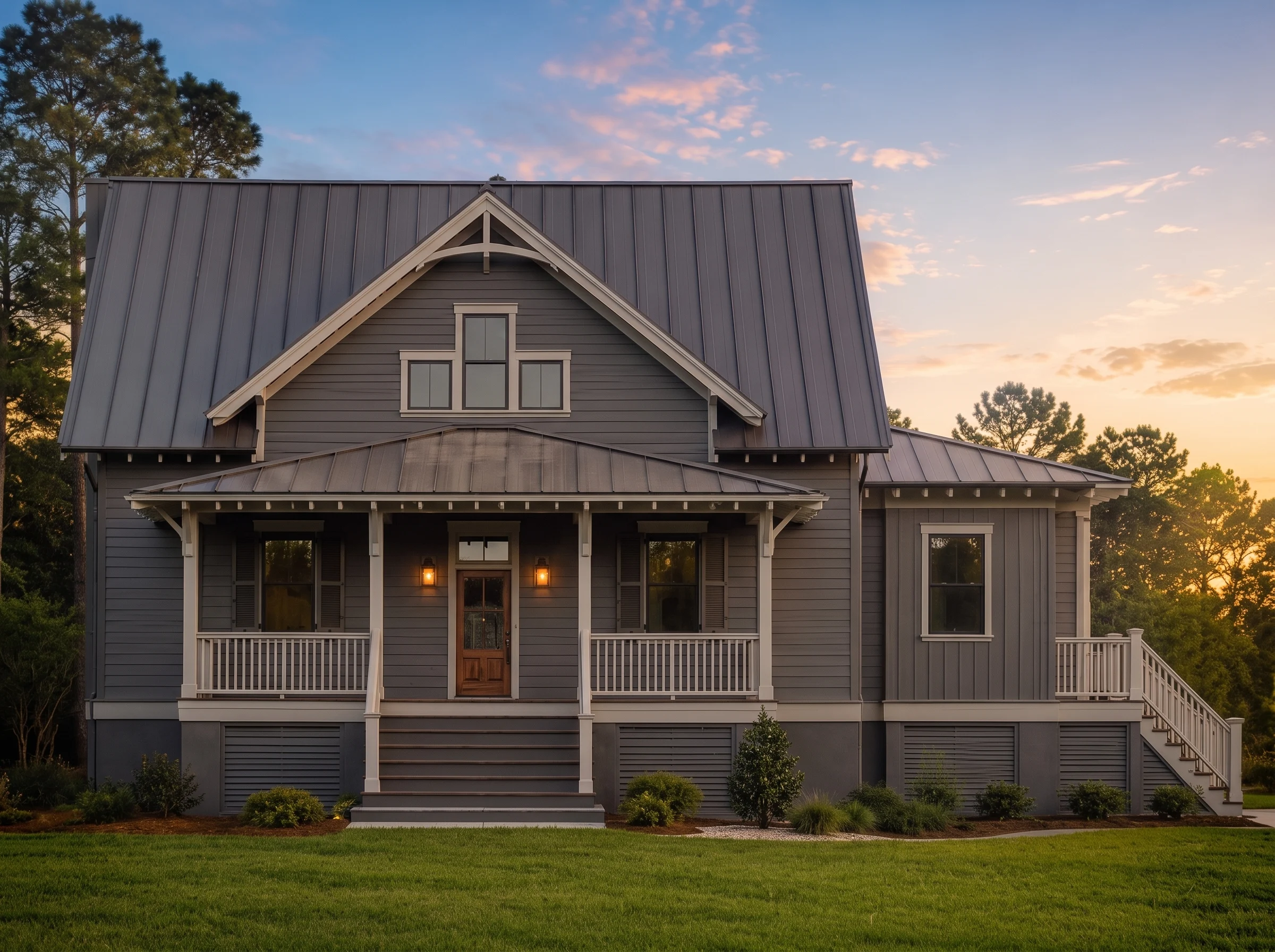 21-2406 HOUSE PLAN – Coastal Cottage Home Plan – 3-Bed, 3-Bath, 2,384 SF - Modern Dark, AI-generated exterior concept