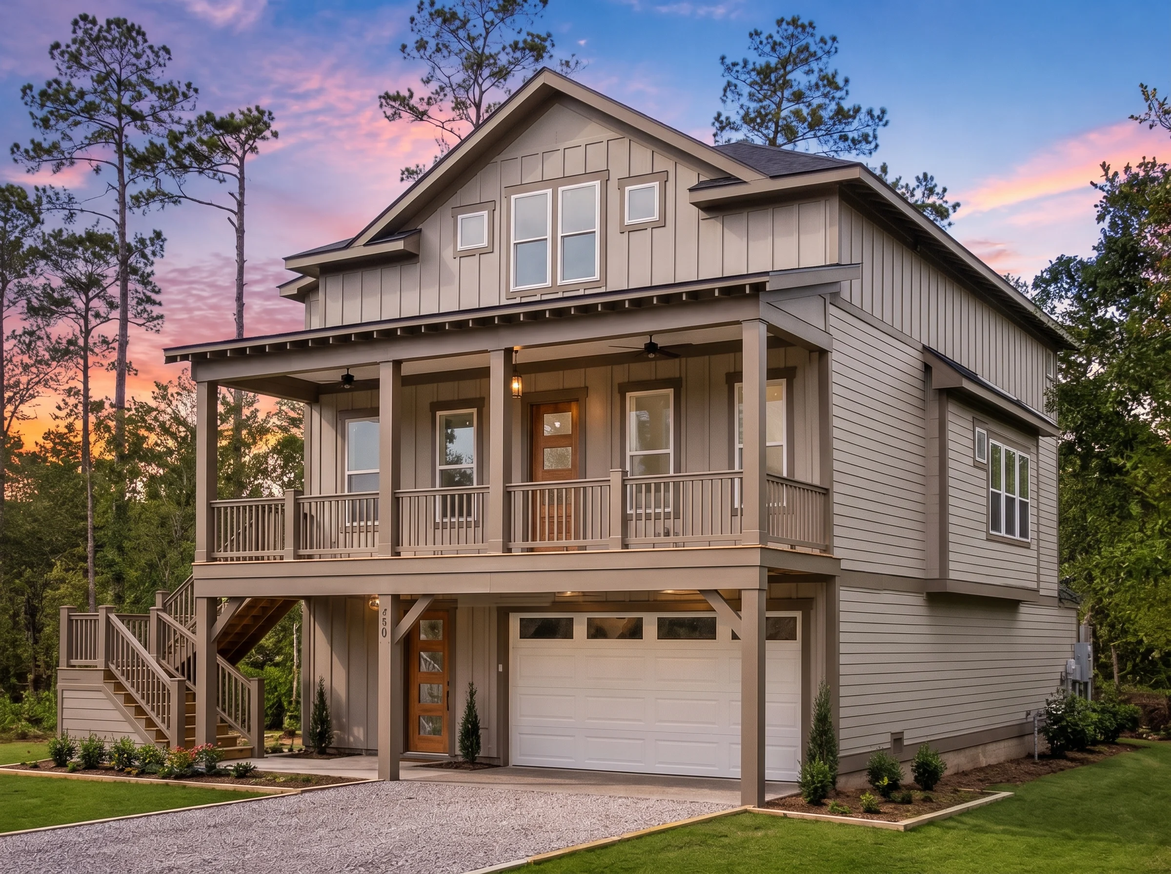 21-3433 HOUSE PLAN – Coastal Home Plan – 3-Bed, 2-Bath, 2,189 SF - Warm Natural, AI-generated exterior concept