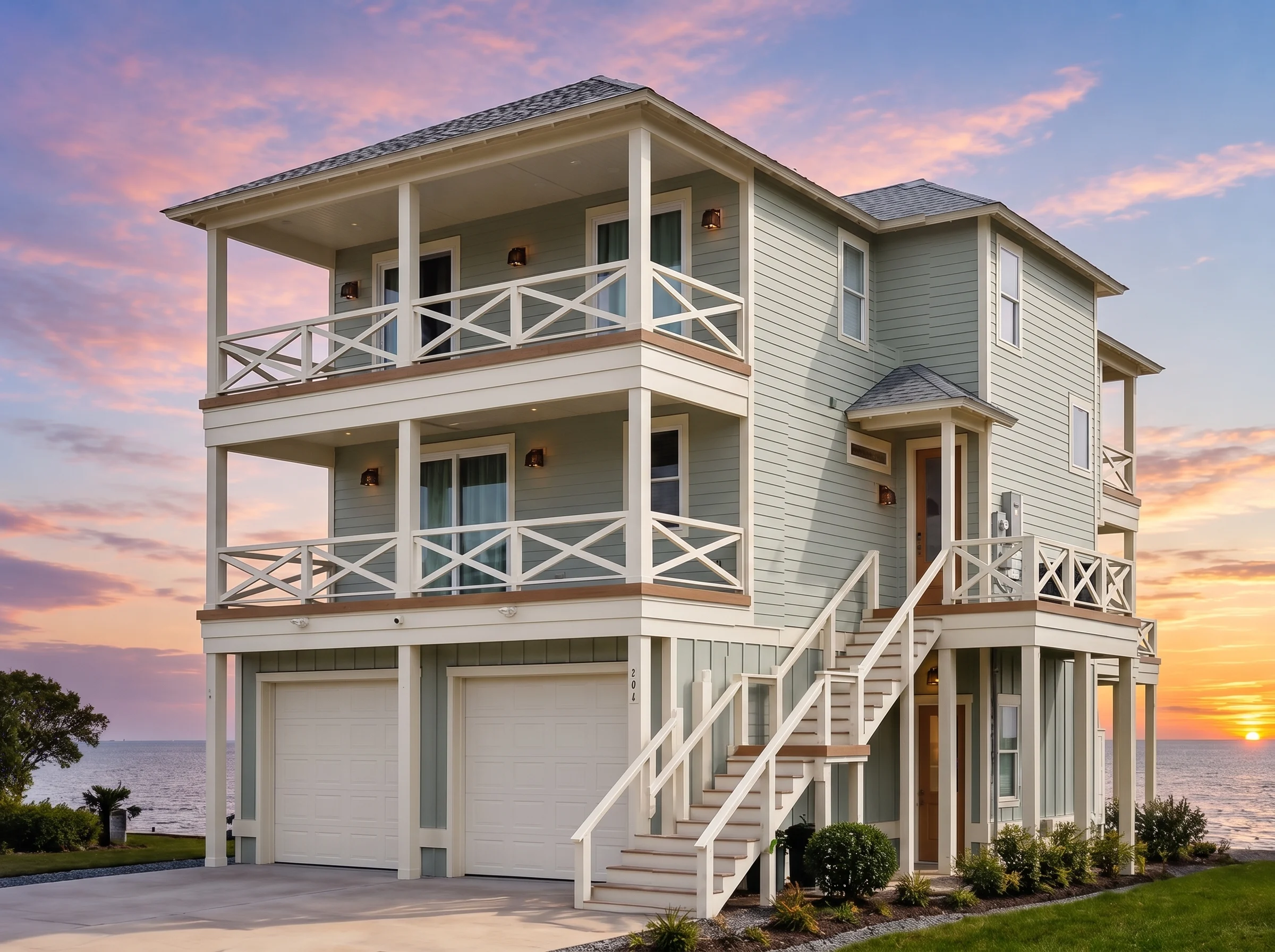 21-3053 HOUSE PLAN – Coastal Home Plan – 4-Bed, 4-Bath, 2,342 SF - Modern Brick, AI-generated exterior concept