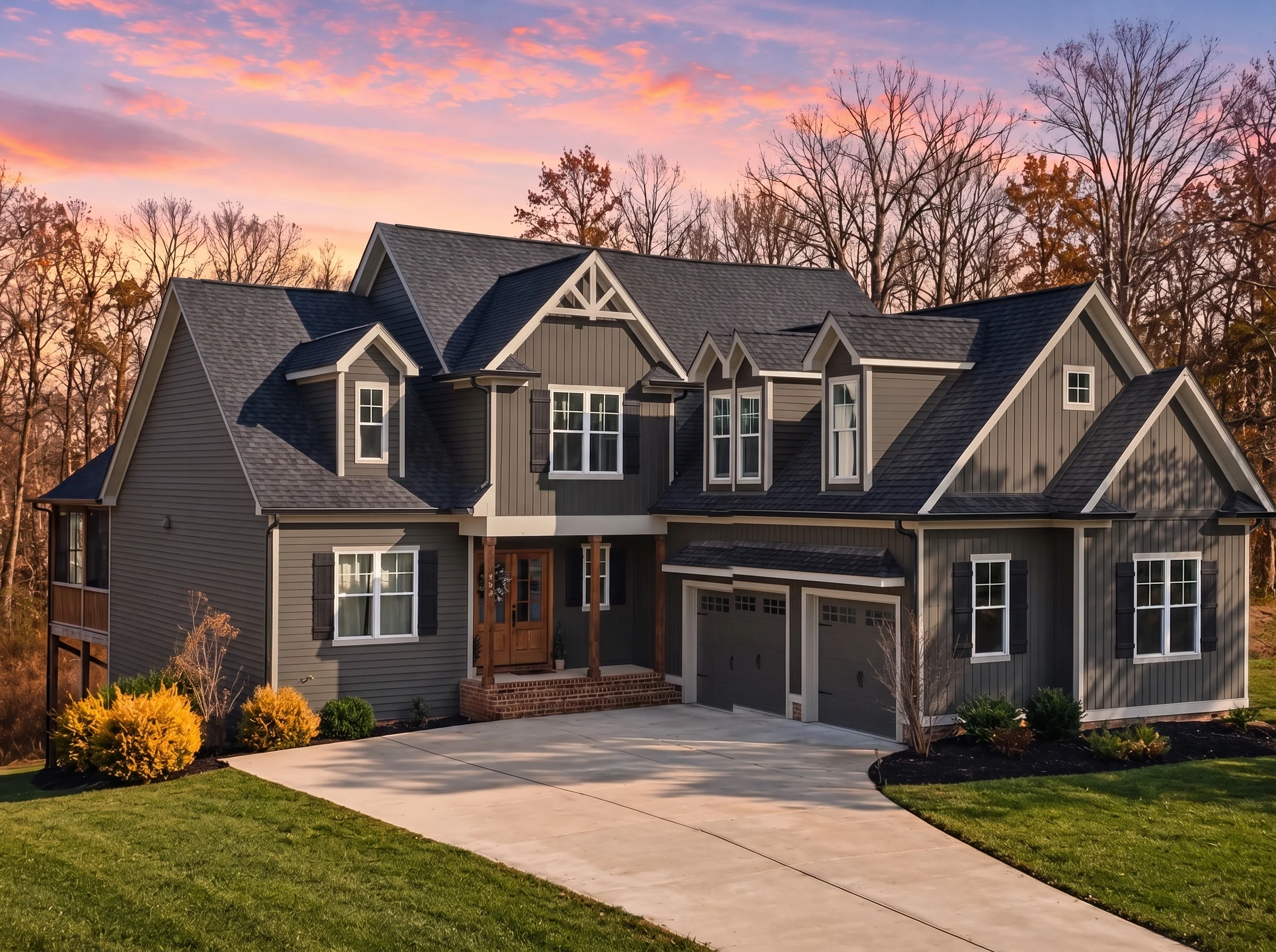 21-3300 HOUSE PLAN – Modern Farmhouse Home Plan – 3-Bed, 2.5-Bath, 2,398 SF - Modern Dark, AI-generated exterior concept